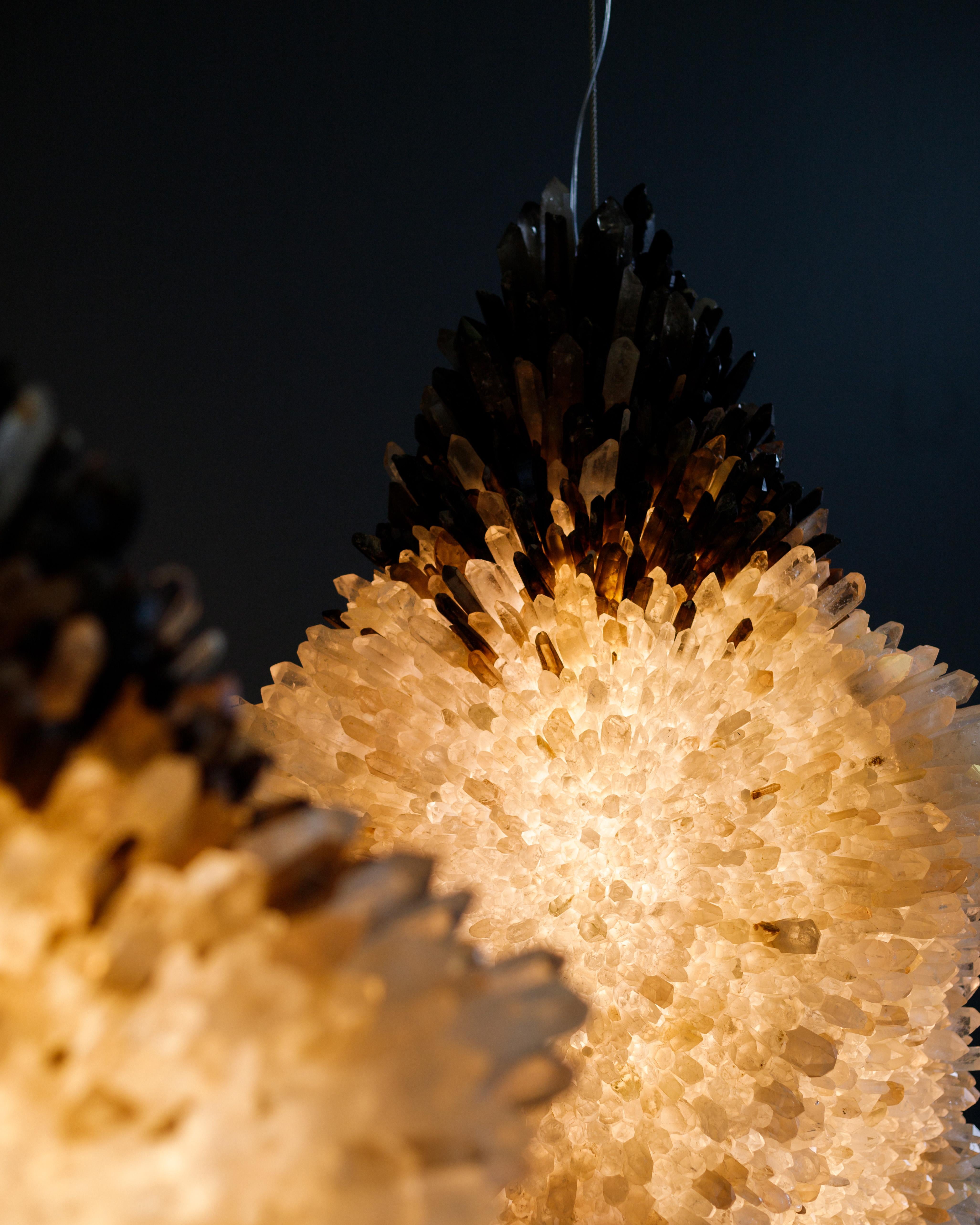Australian Organic Gradient Cluster of Crystal Large Pendant Light by Christopher Boots For Sale