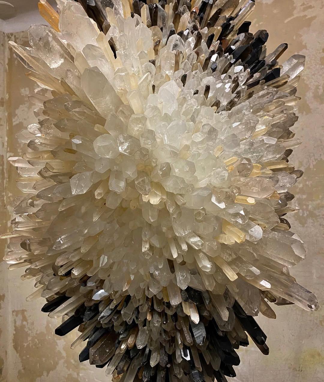 Quartz Organic Gradient Cluster of Crystal Large Pendant Light by Christopher Boots For Sale