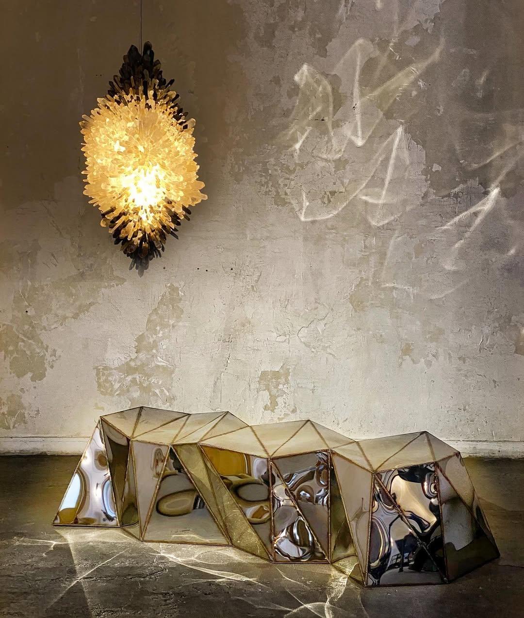 Organic Gradient Cluster of Crystal Large Pendant Light by Christopher Boots For Sale 1