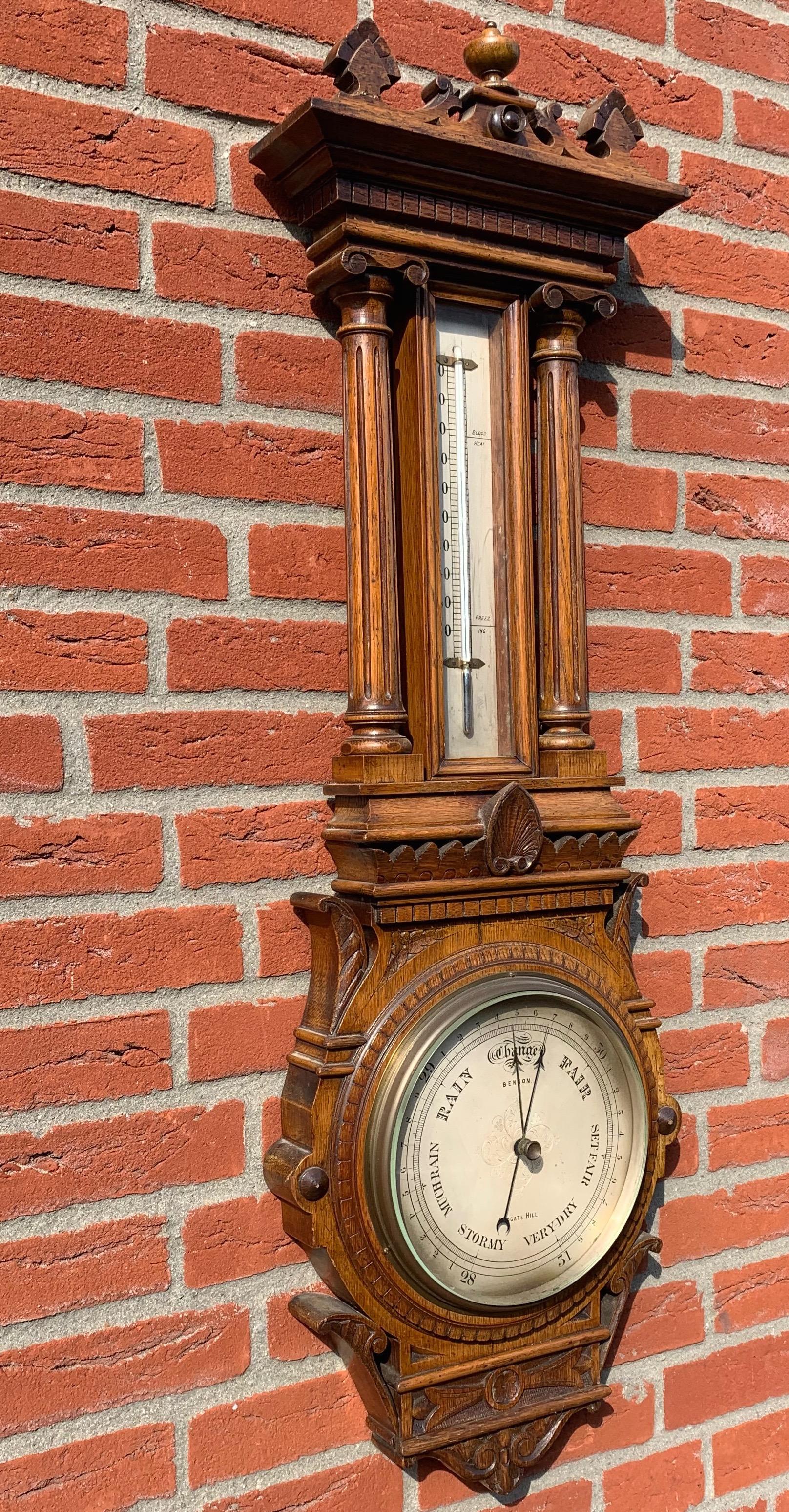 Barometer aus antiker englischer viktorianischer Eiche in gutem, stilvollem Zustand (Viktorianisch) im Angebot