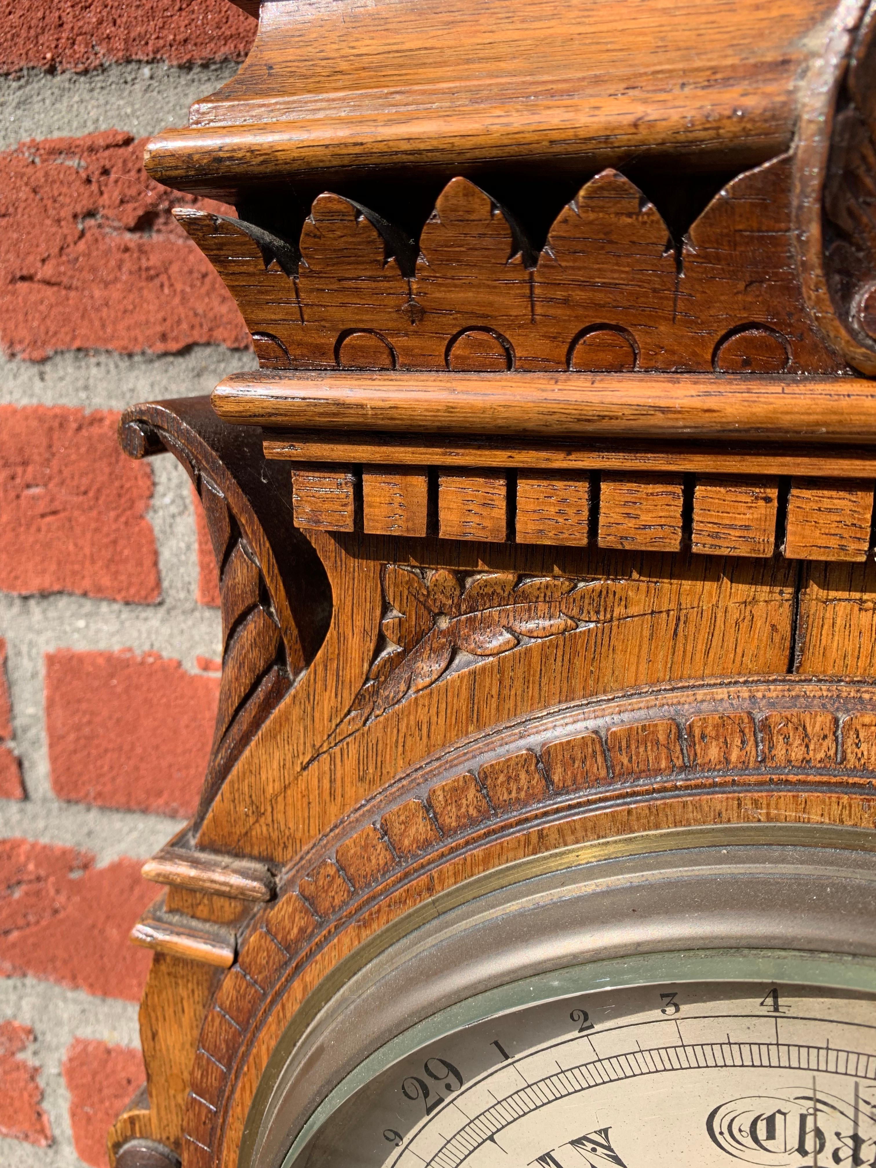 Barometer aus antiker englischer viktorianischer Eiche in gutem, stilvollem Zustand im Zustand „Hervorragend“ im Angebot in Lisse, NL