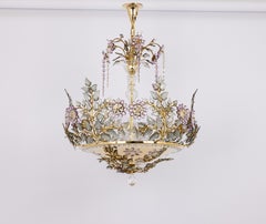 Großes, wunderschönes Chandeier-Bagues aus vergoldetem, facettiertem Kristallglas, Palwa, 1970er Jahre