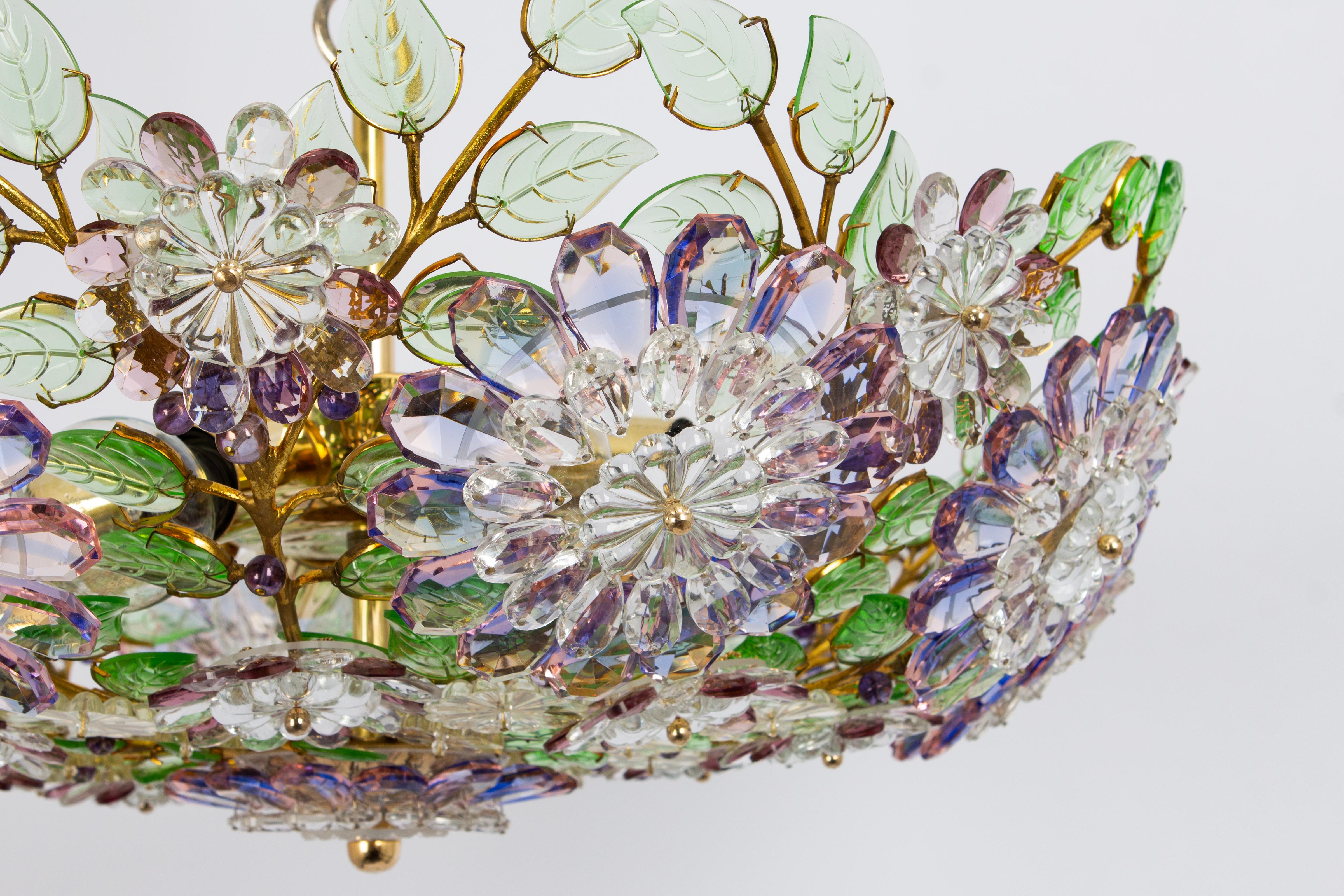 Fin du 20e siècle Grandes et magnifiques Bagues Chandeier en cristal doré et facetté, Palwa, années 1970 en vente