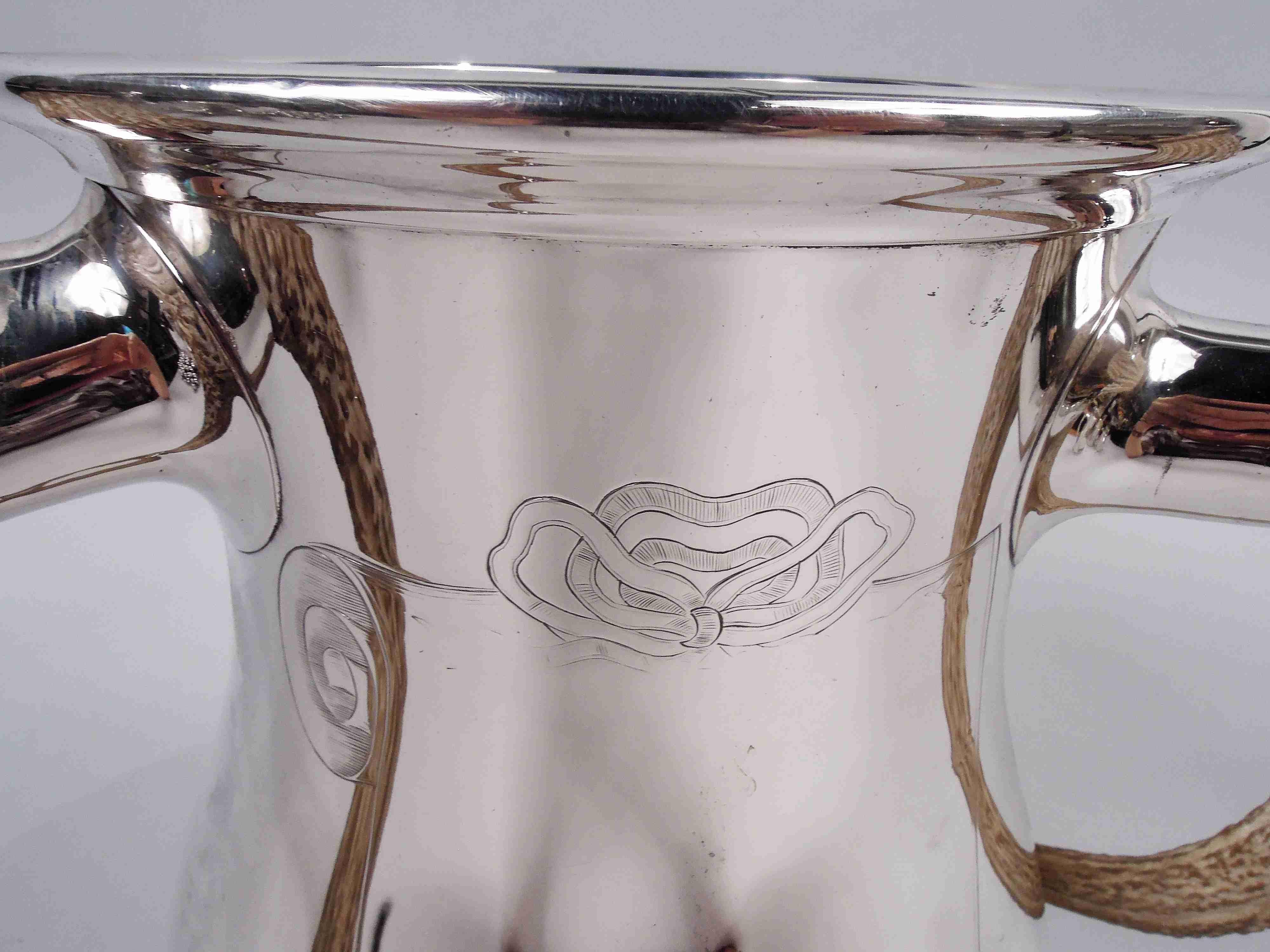 20th Century Large Gorham Edwardian Big Game-Era Trophy Cup with Horn Handles For Sale