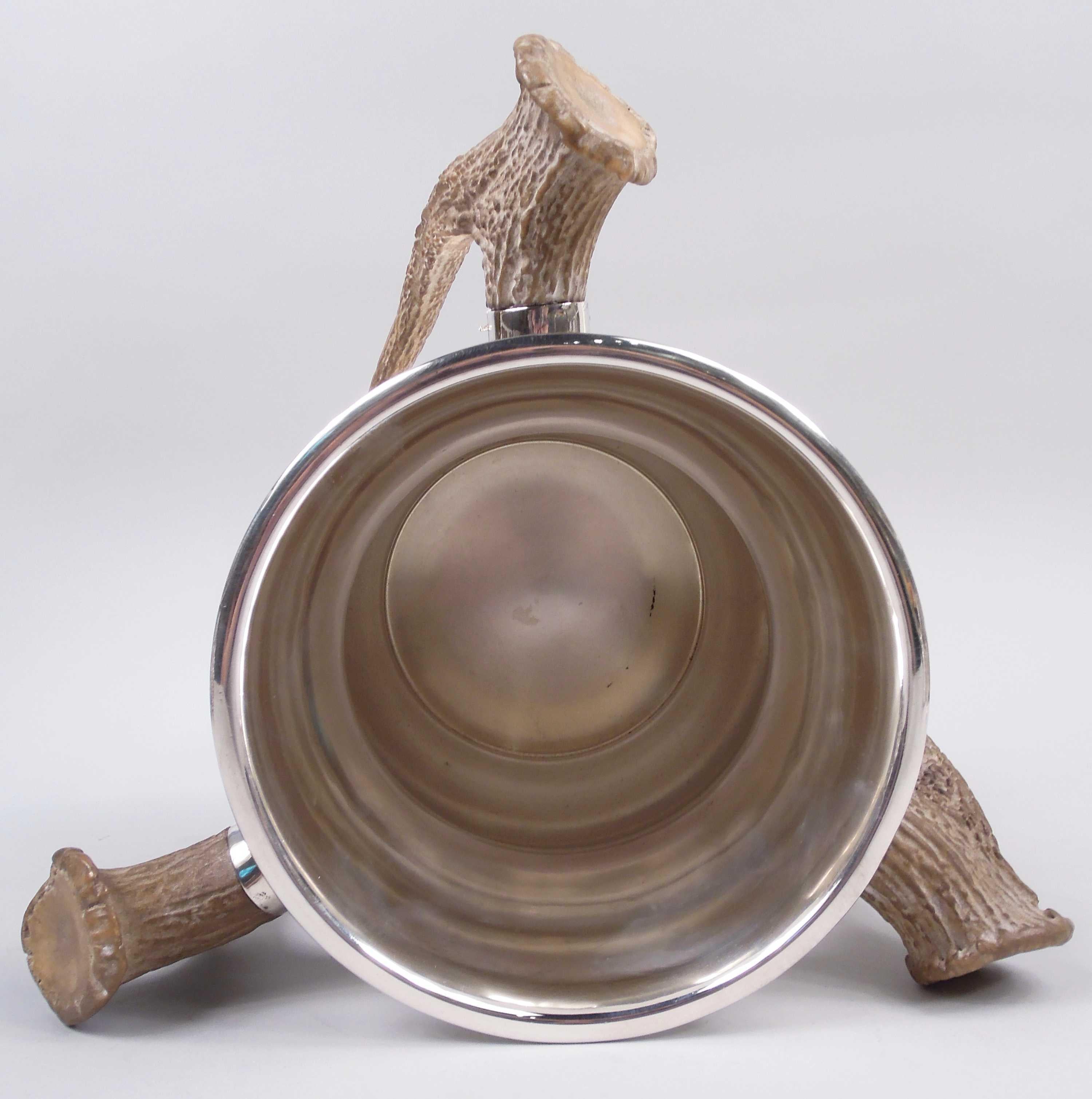 Sterling Silver Large Gorham Edwardian Big Game-Era Trophy Cup with Horn Handles For Sale