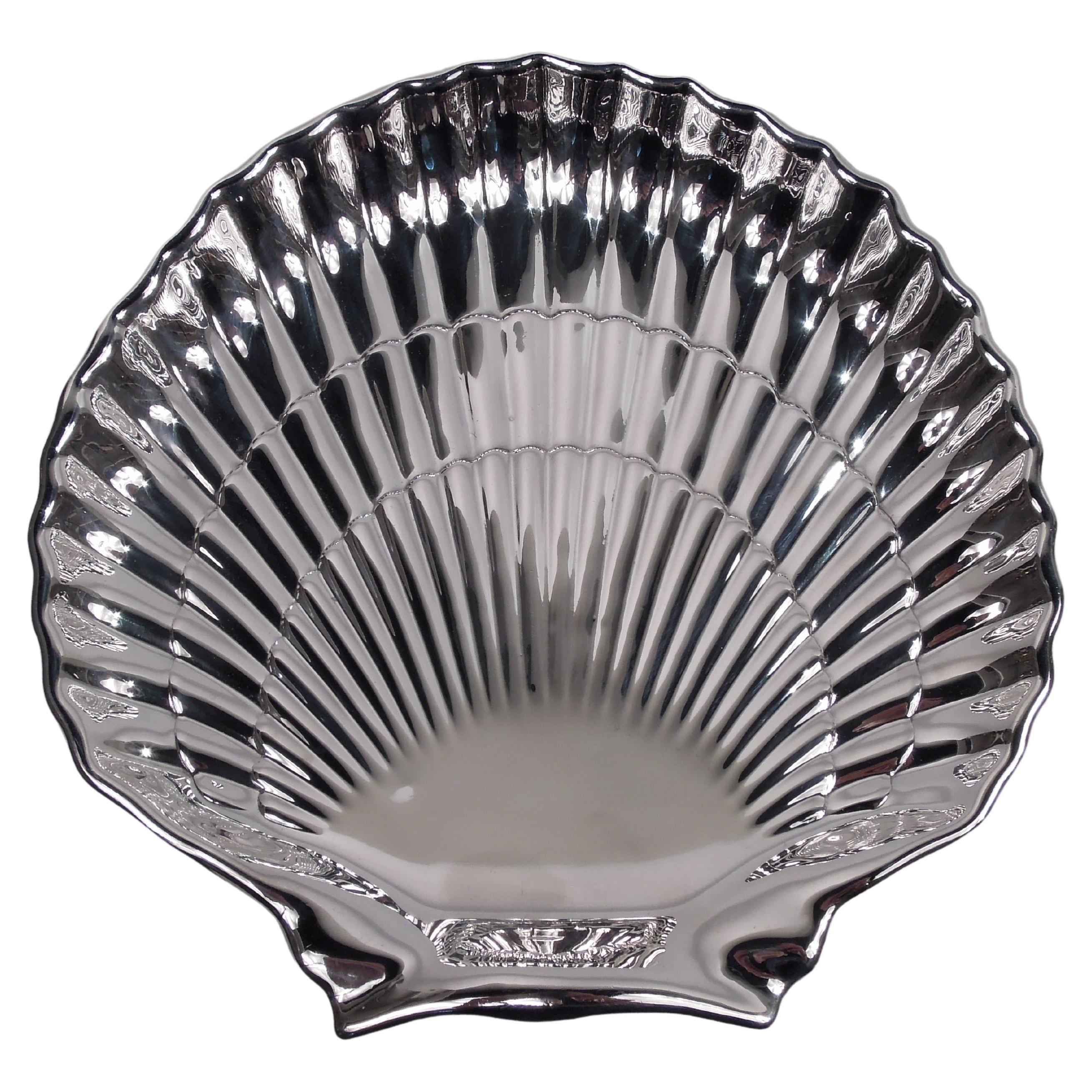 Large Gorham Modern Classical Sterling Silver Scallop Shell Dish, 1947