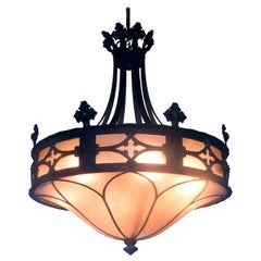 Large Gothic Amber Glass Chandelier
