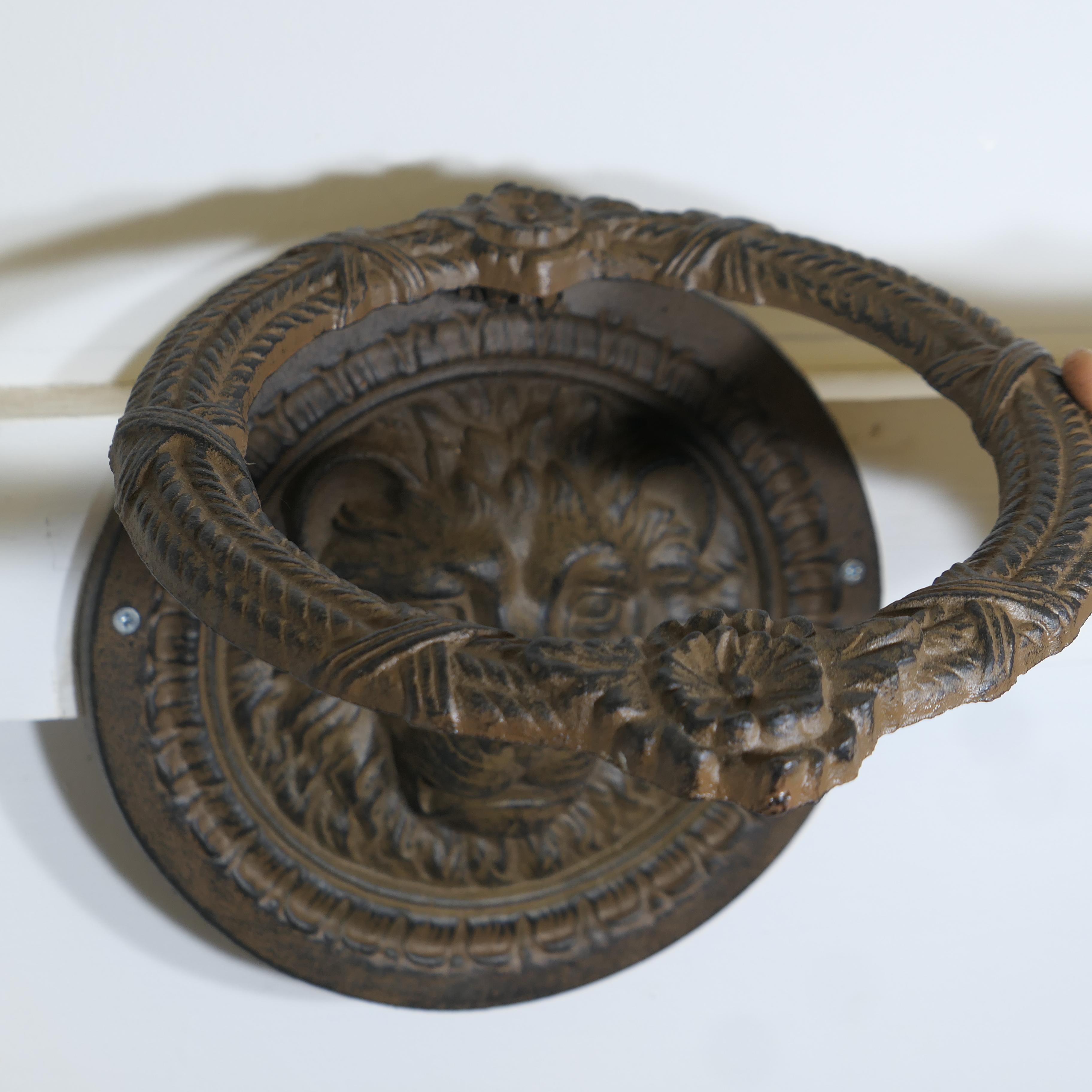 Large Gothic Lion’s Mask Iron Door Knocker   This is a superb door knocker For Sale 1