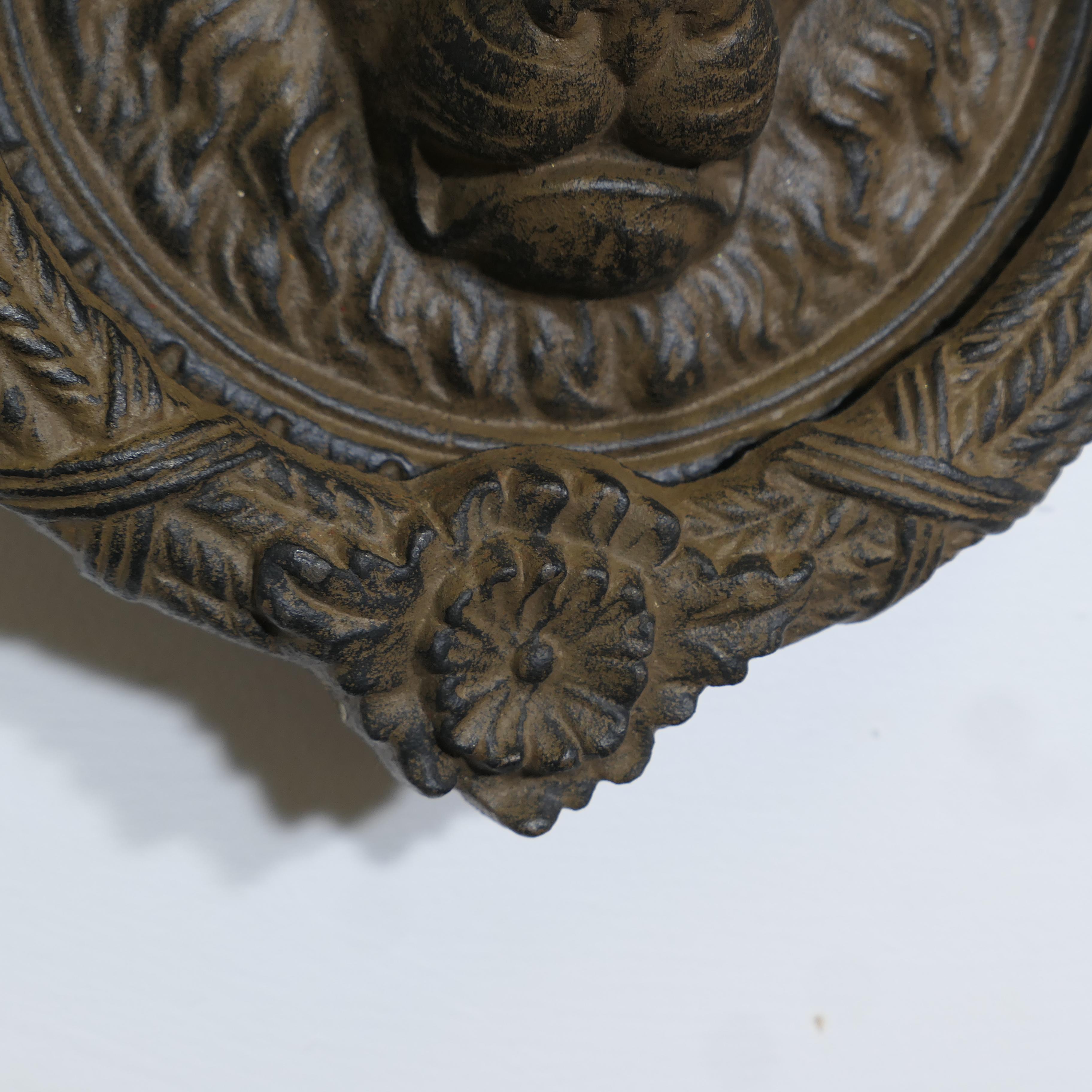 Large Gothic Lion’s Mask Iron Door Knocker   This is a superb door knocker For Sale 2