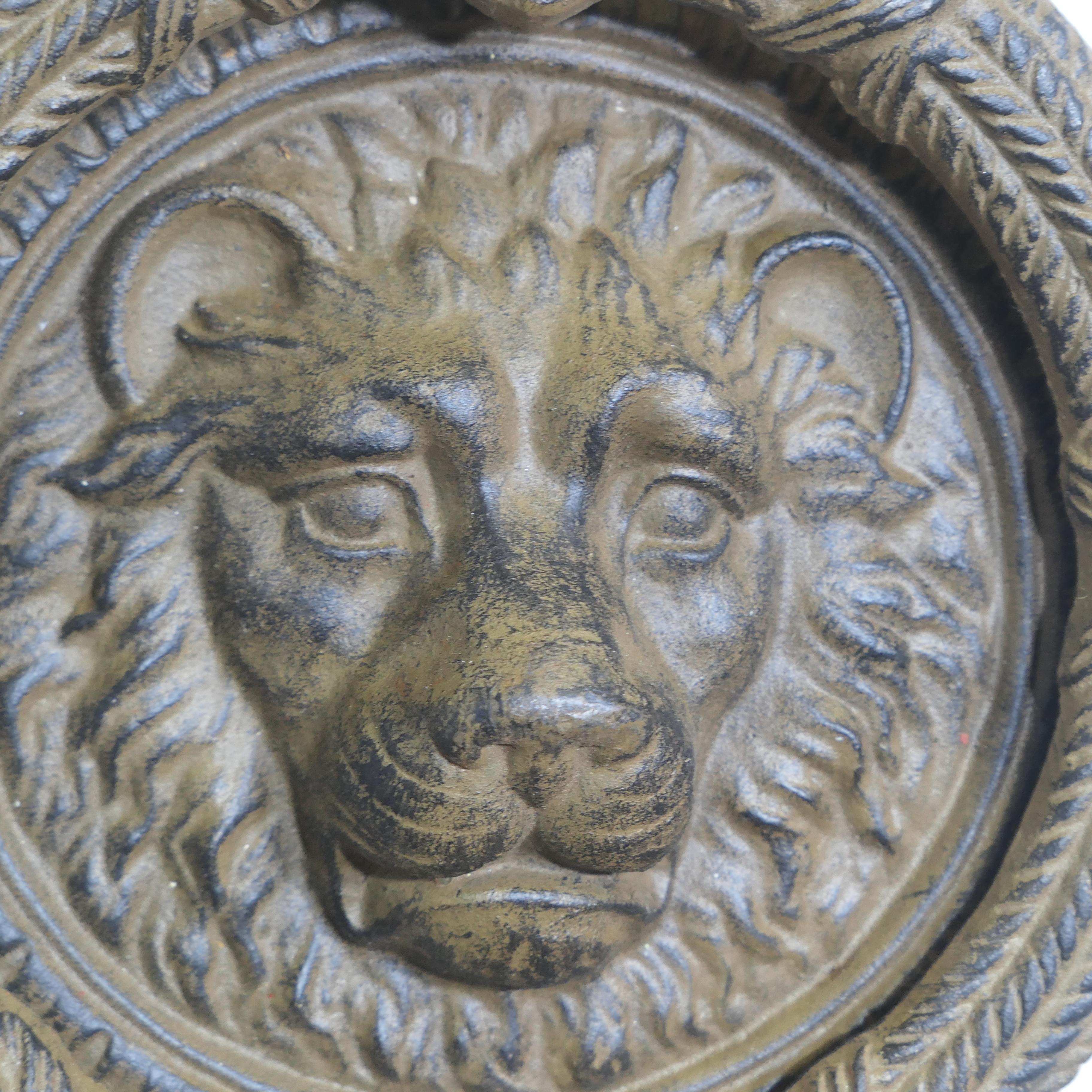 Large Gothic Lion’s Mask Iron Door Knocker   This is a superb door knocker For Sale 3