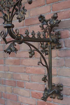 Large Gothic Revival Bronze & Brass Wall Candelabra/Candle Sconce with Gargoyle
