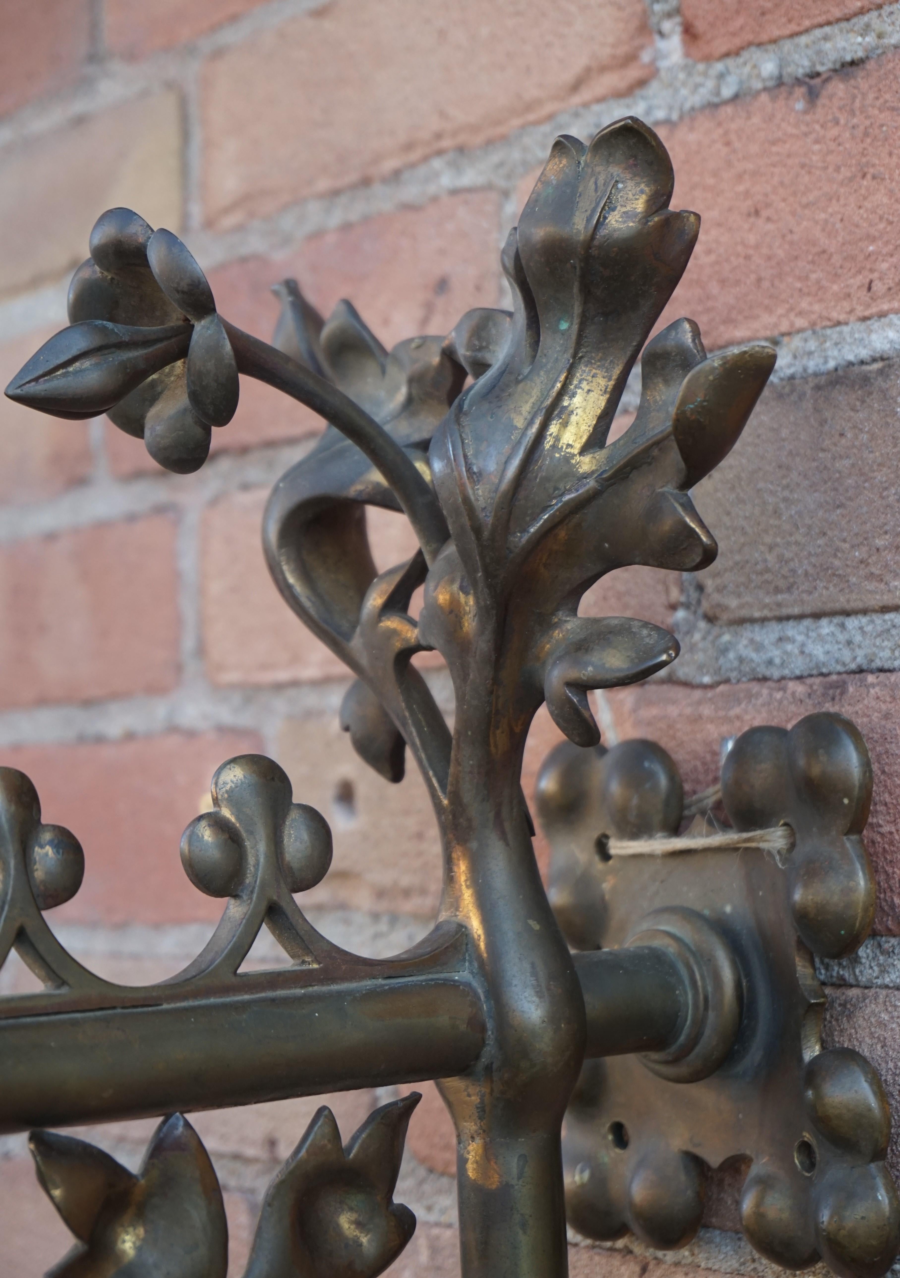 19th Century Large Gothic Revival Bronze & Brass Wall Candelabra/Candle Sconce with Gargoyle