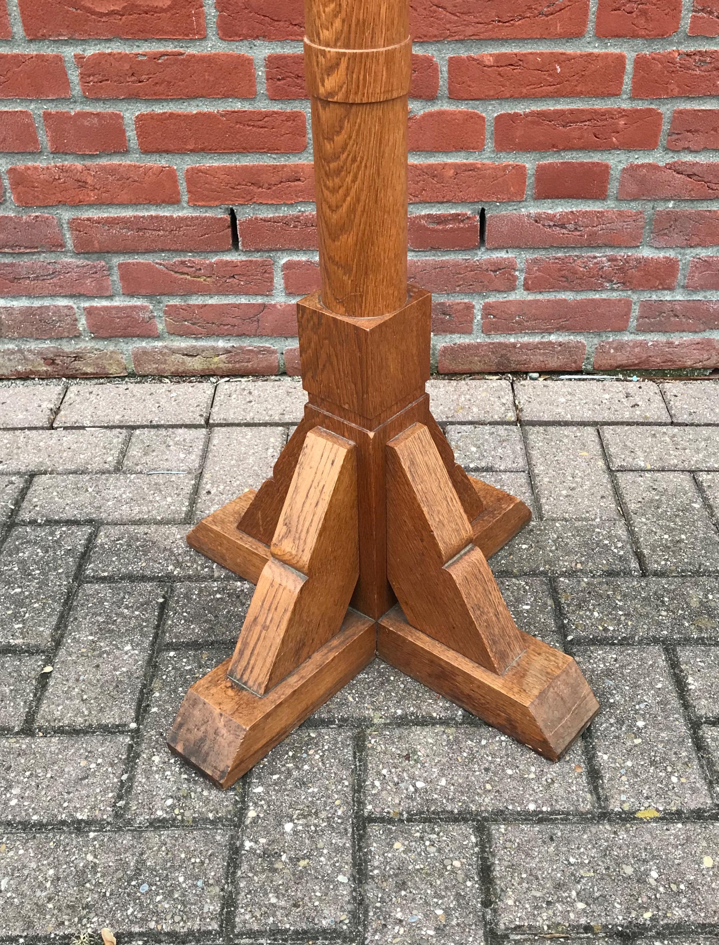 Oak Large Gothic Revival Church Display Pedestal, Column with Hand Carved Symbolism For Sale