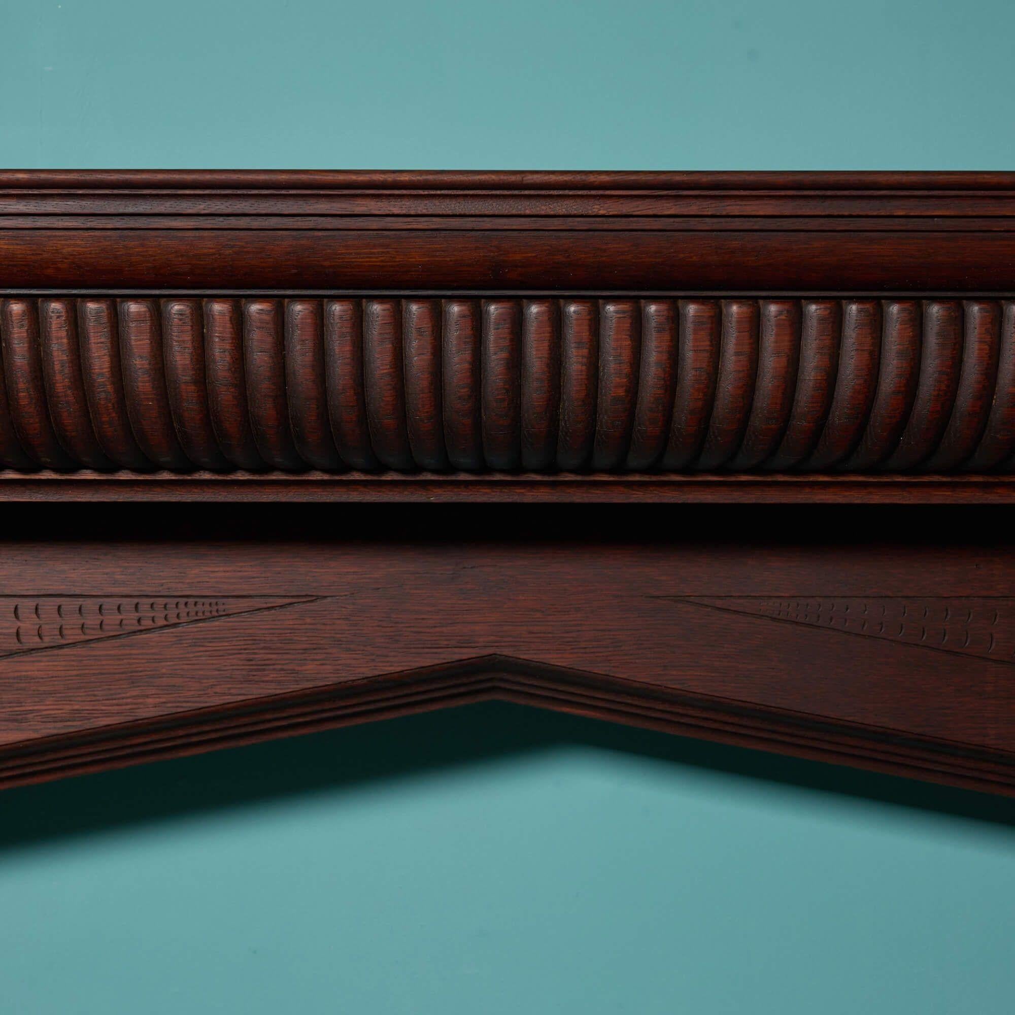 19th Century Large Gothic Revival Oak Fire Mantel For Sale