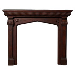 Large Gothic Revival Oak Fire Mantel