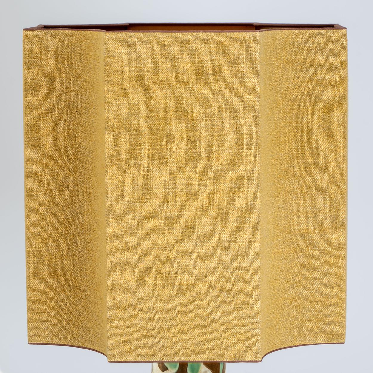 Large Gouda Royal Table Lamp with Silk Shade by R Houben, Hand Painted, 1930 7
