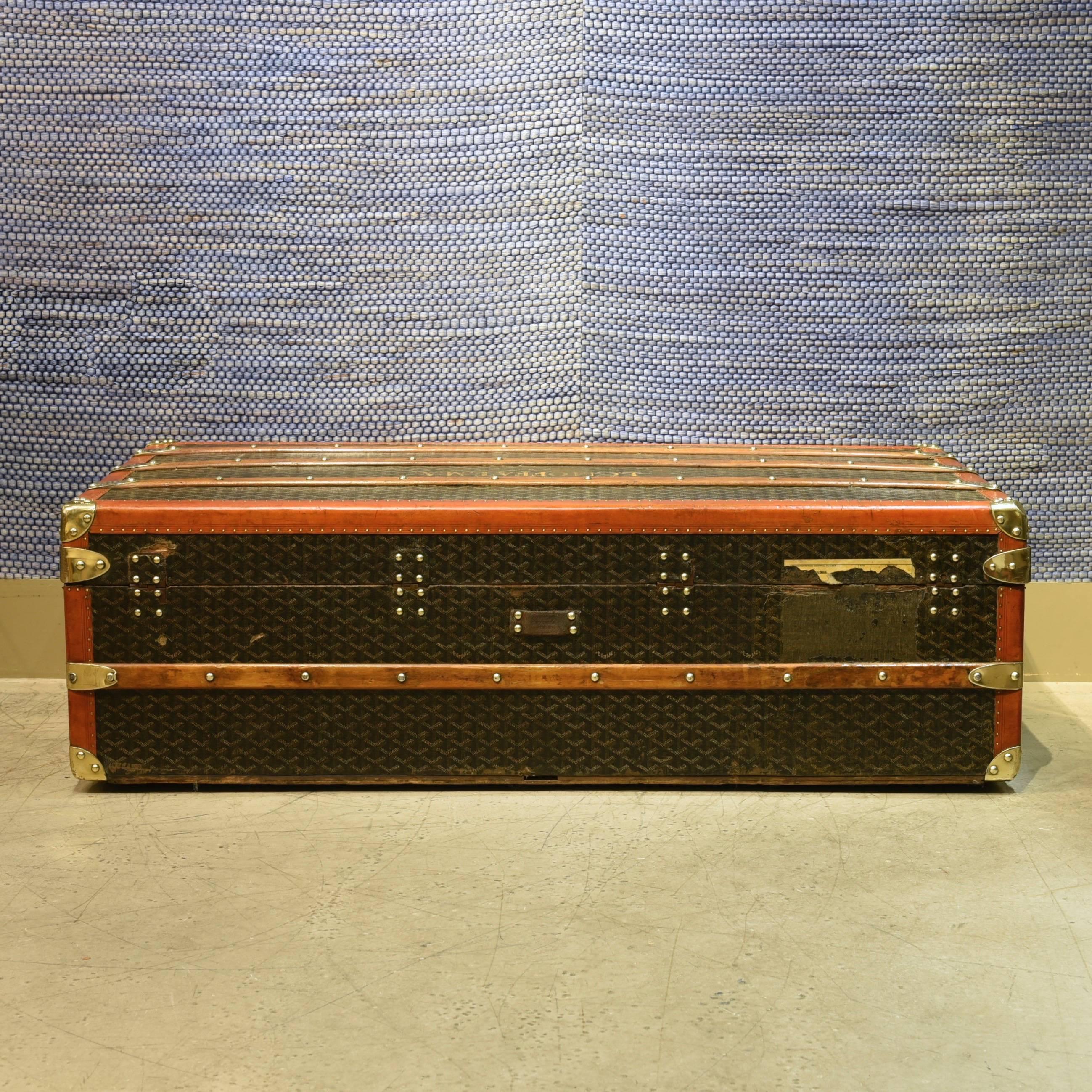 French Large Goyard Cabin Trunk c1920 with interesting history