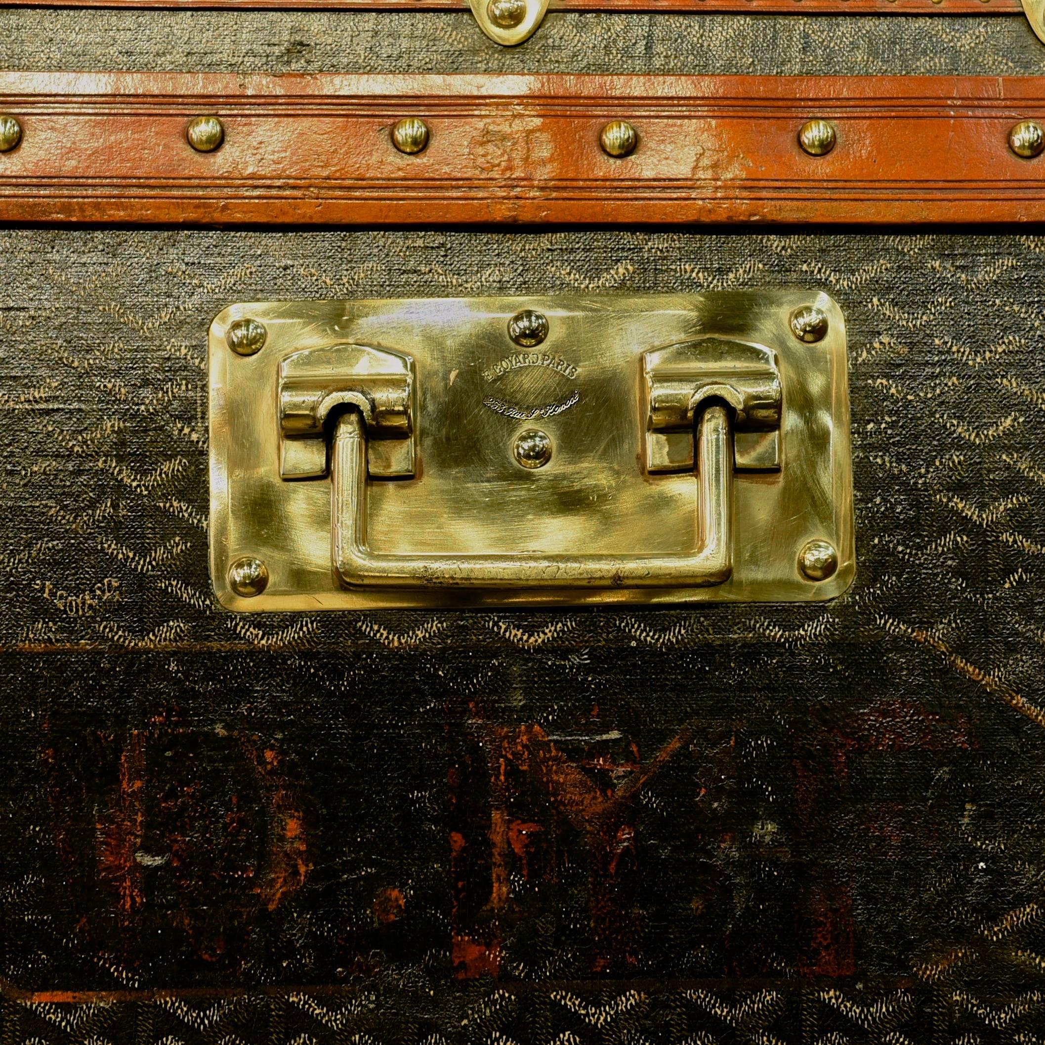 Large Goyard Cabin Trunk c1920 with interesting history 2