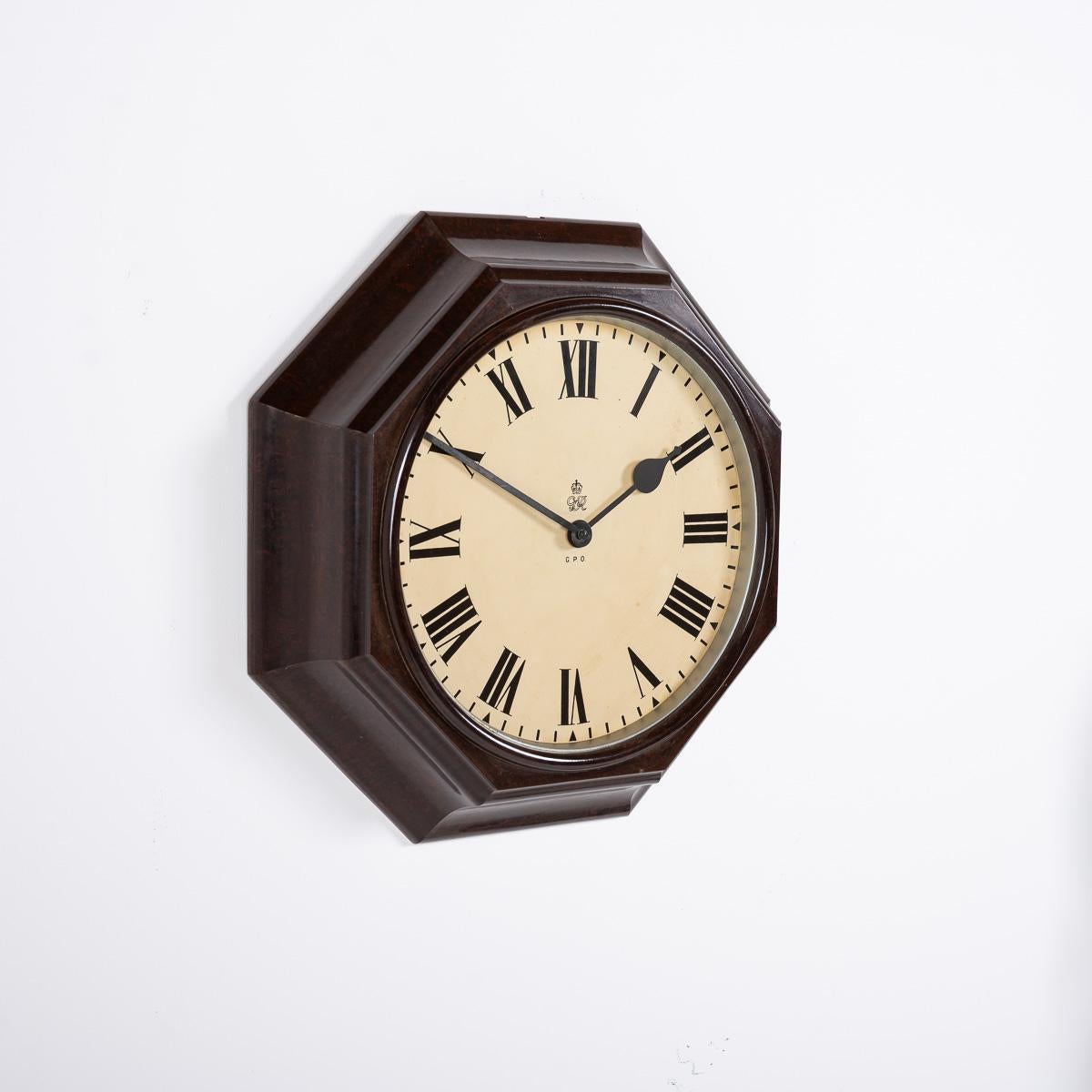 Large G.P.O Octagonal Bakelite Case Wall Clock By Gents Of Leicester 9