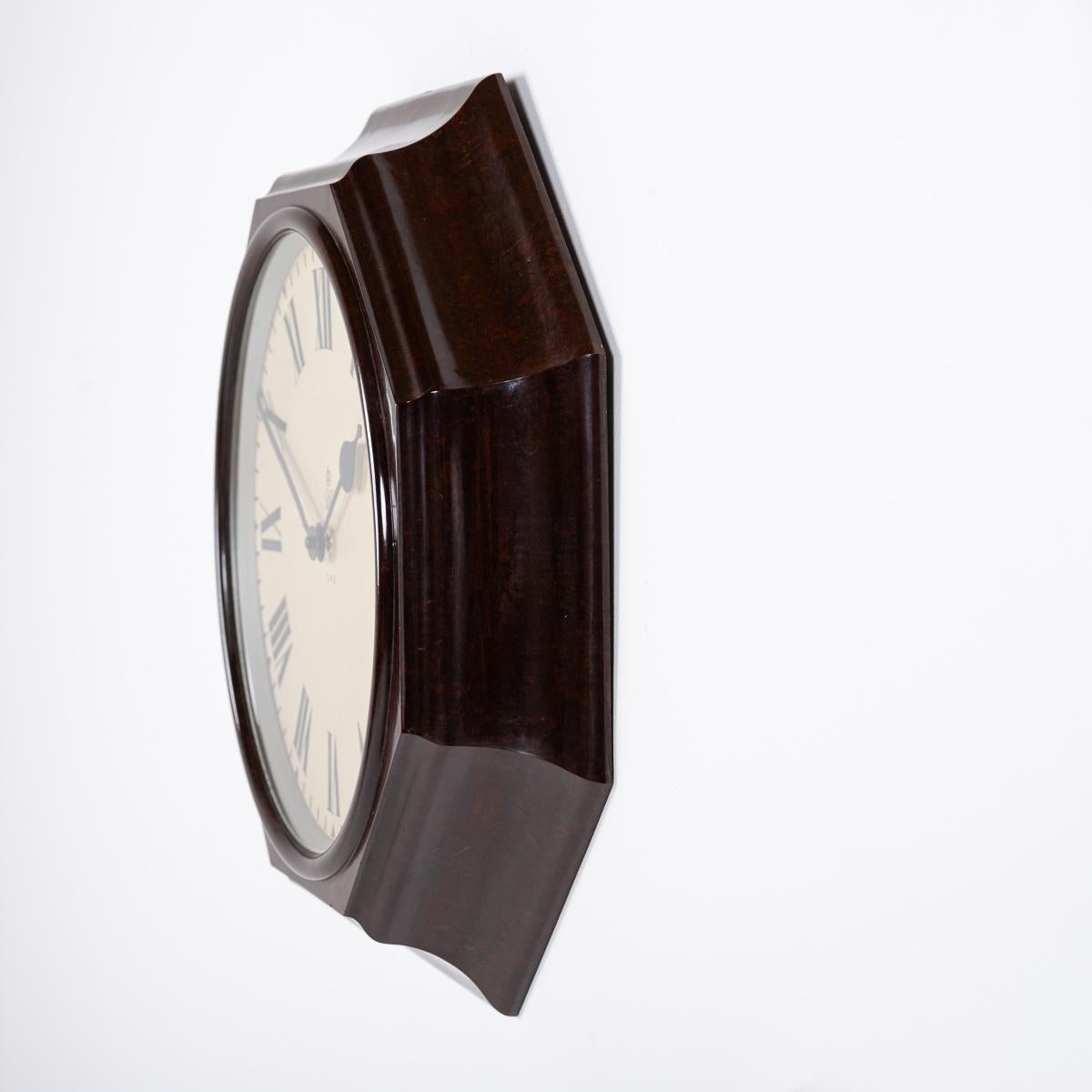 Mid-20th Century Large G.P.O Octagonal Bakelite Case Wall Clock By Gents Of Leicester