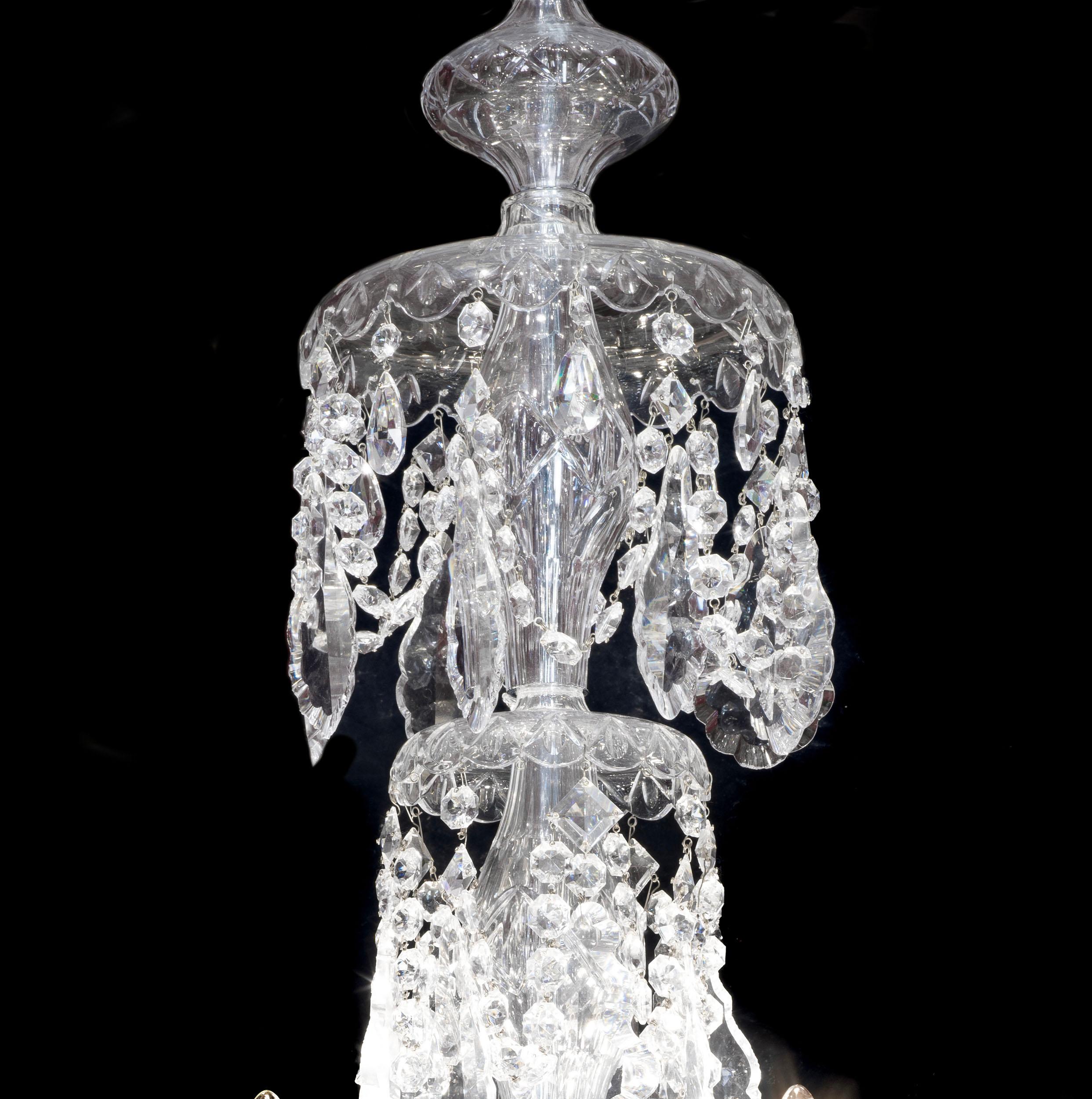 English Large & Grand 16 Branch Crystal Chandelier For Sale