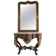 Antique Large Grand French Rosewood Console and Mirror