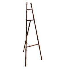 Large Grand Millennial Brown Faux Bamboo Wood Floor Display Easel - France