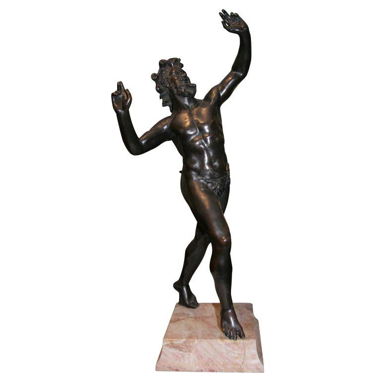 Large Grand Tour Bronze Sculpture of a Dancing Faun For Sale