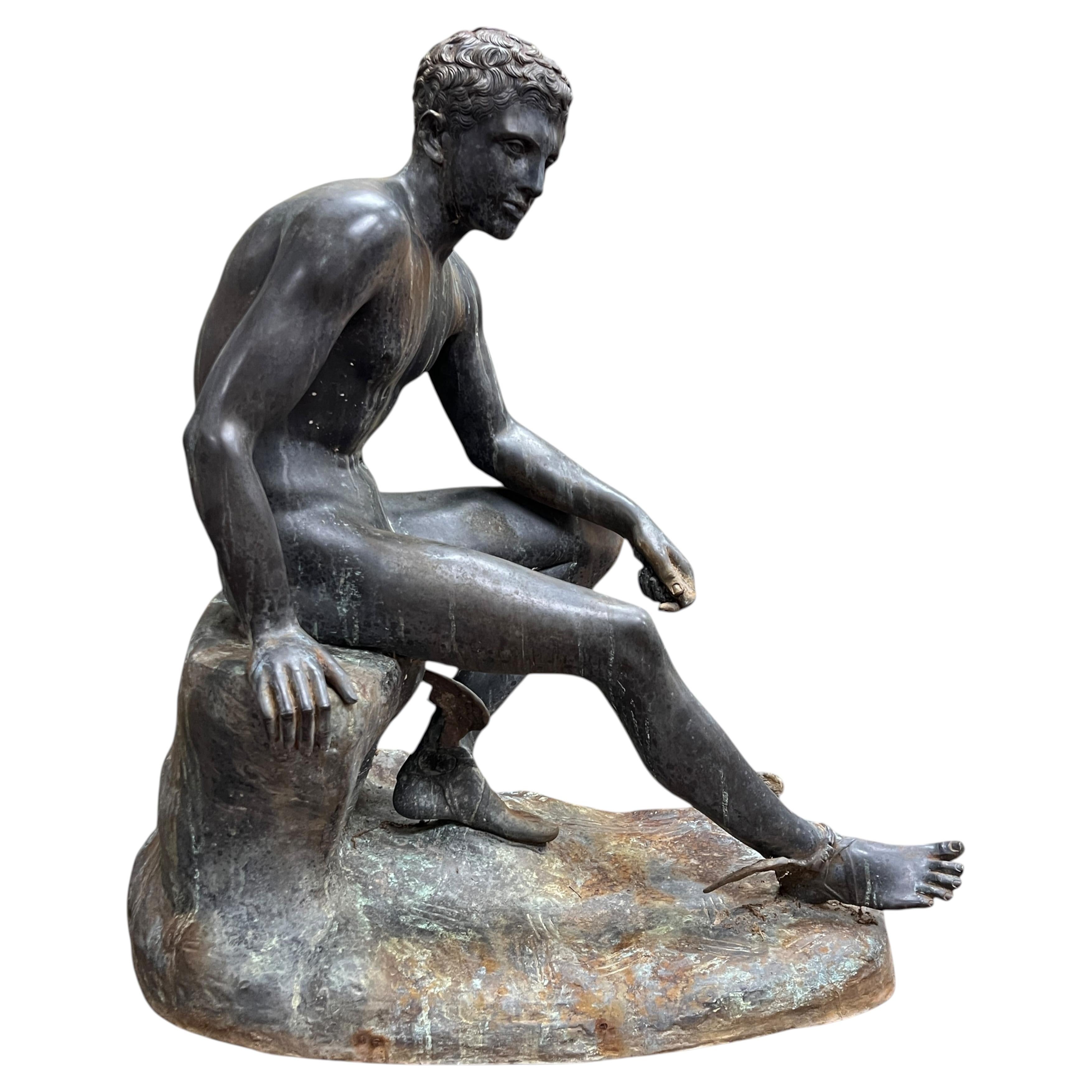 Large Grand Tour Bronze Statue of Seated Mercury