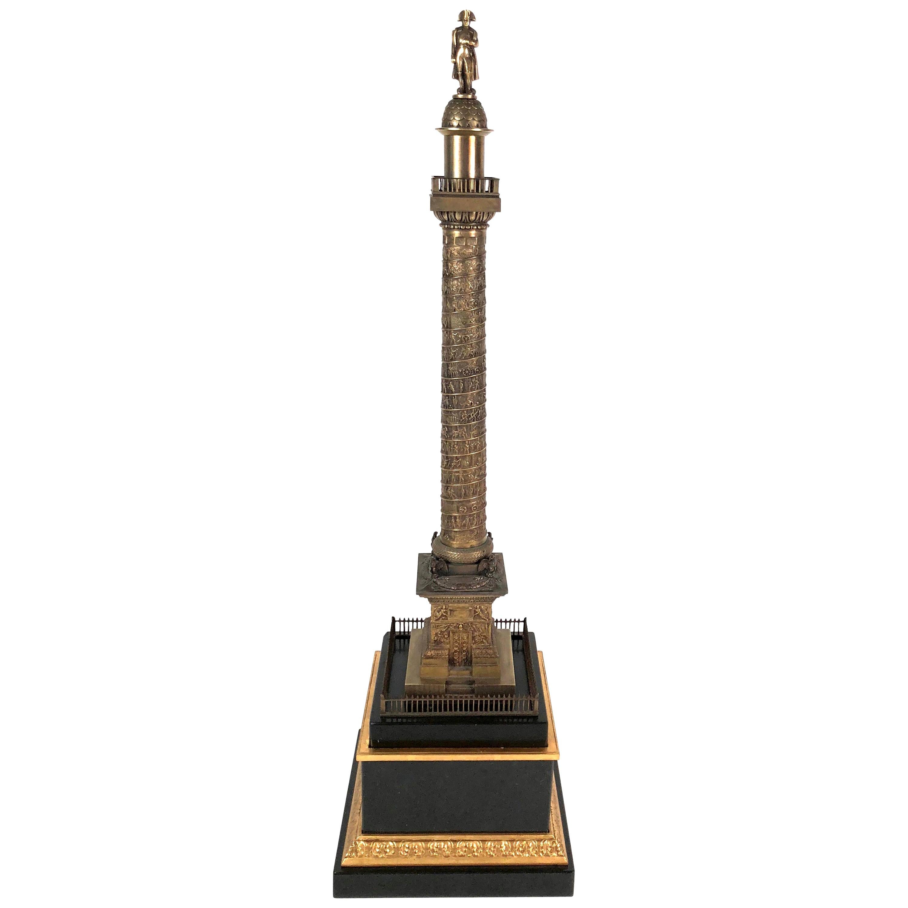Large Grand Tour Gilt Bronze Model of the Place Vendome Napoleon Column in Paris
