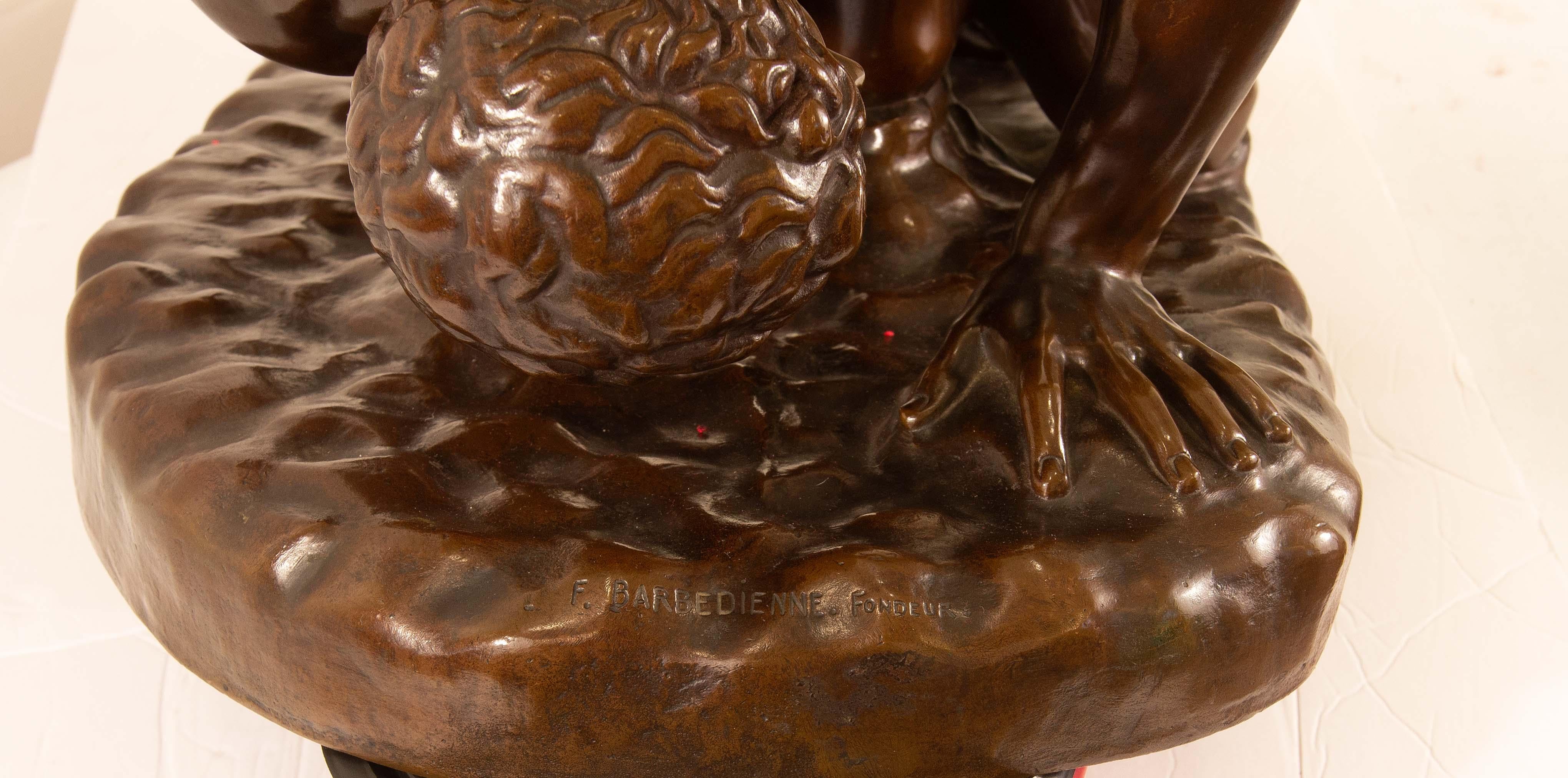 Grande sculpture Grand Tour en bronze - Lutteurs gréco-romains d'Uffizi  Barbedienne en vente 2