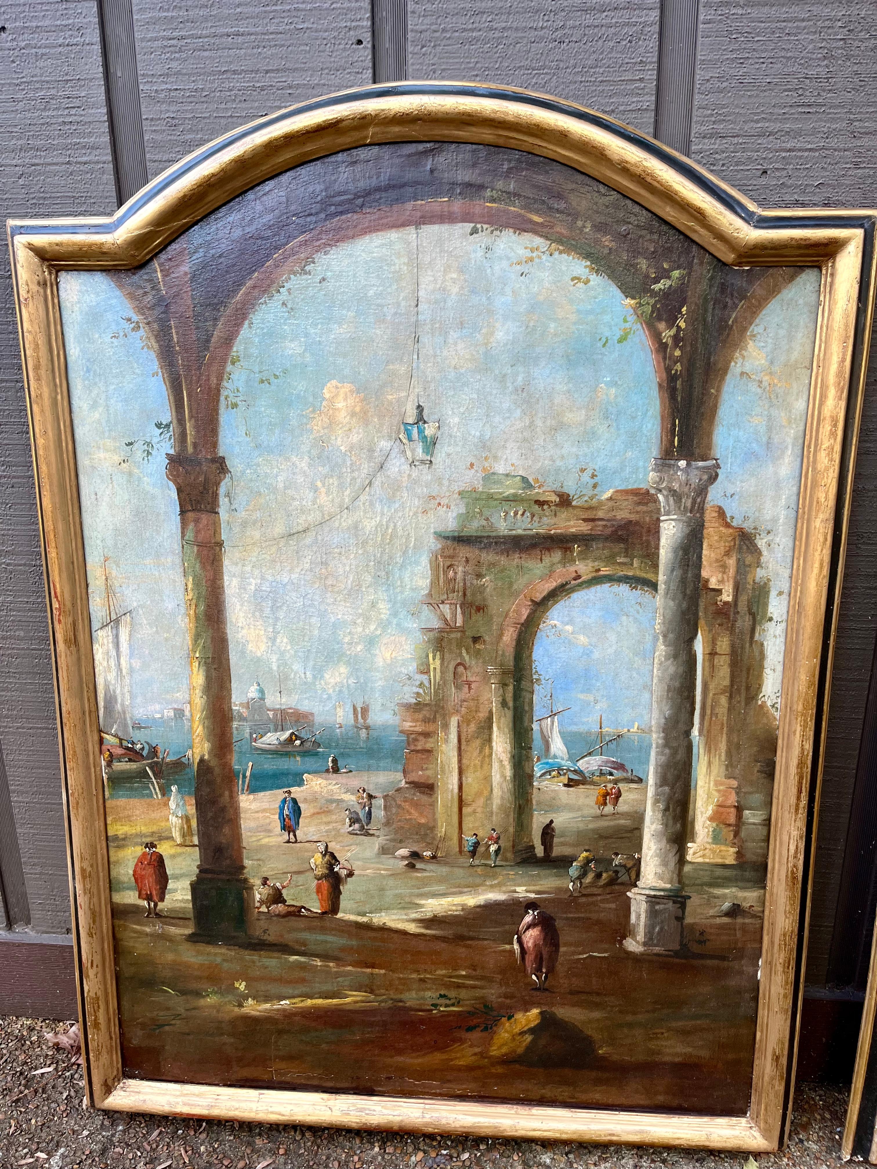 Conjunto de grandes ruinas del Capriccio veneciano y escenas del canal según Guardi en Bueno estado para la venta en Nashville, TN