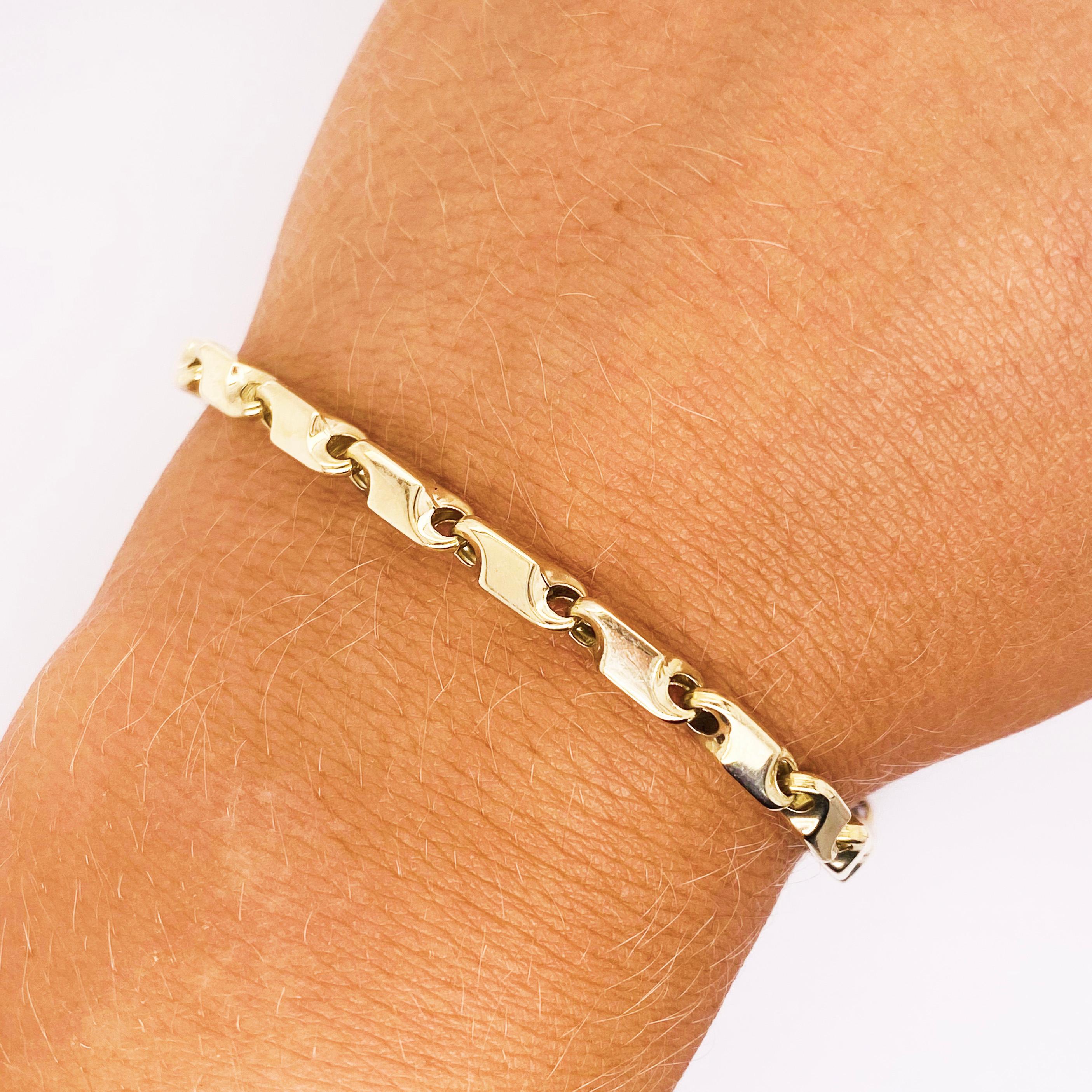 Großes Grando-Armband 14 Karat Gelbgold, Kettenarmband Unisex (Moderne)