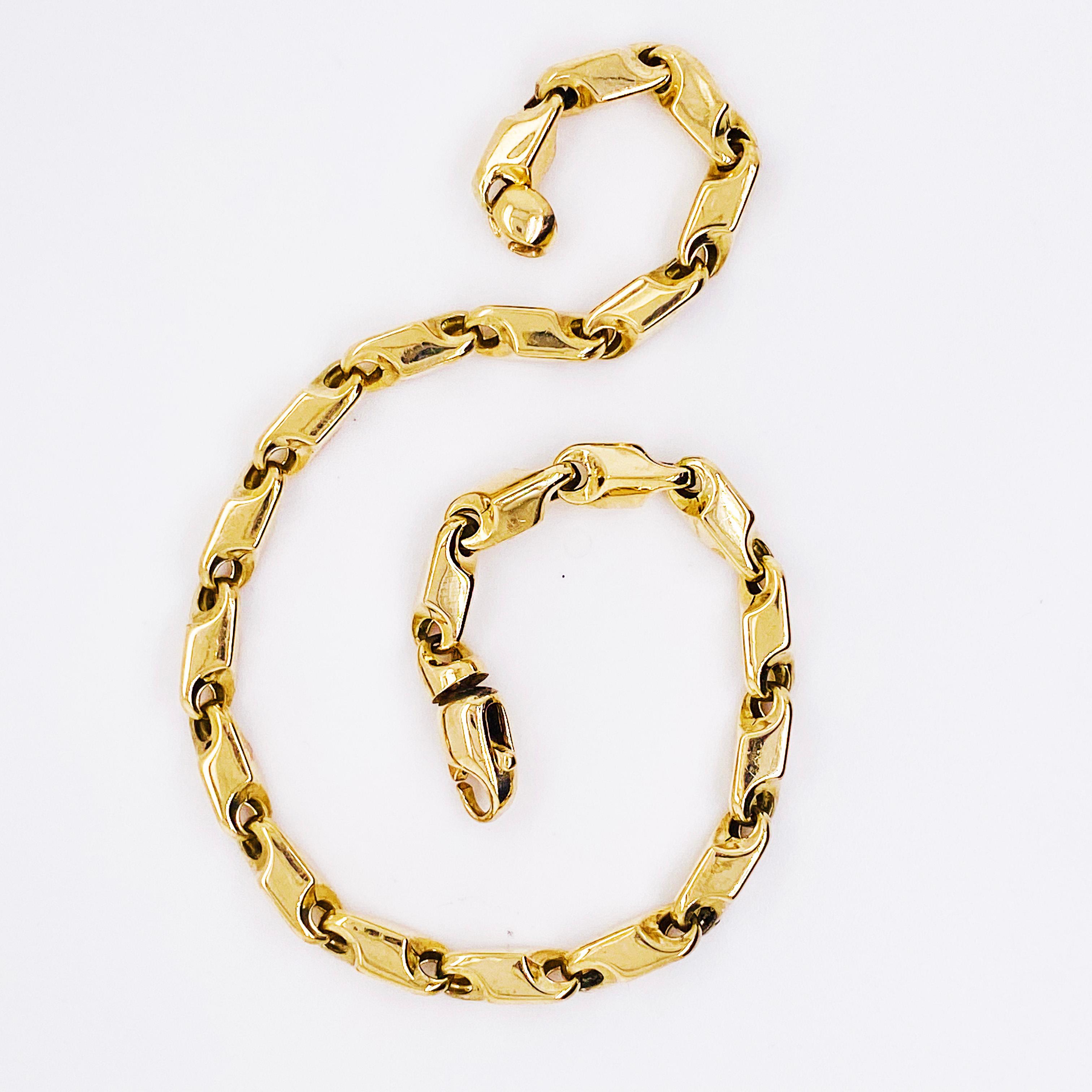 Großes Grando-Armband 14 Karat Gelbgold, Kettenarmband Unisex 2