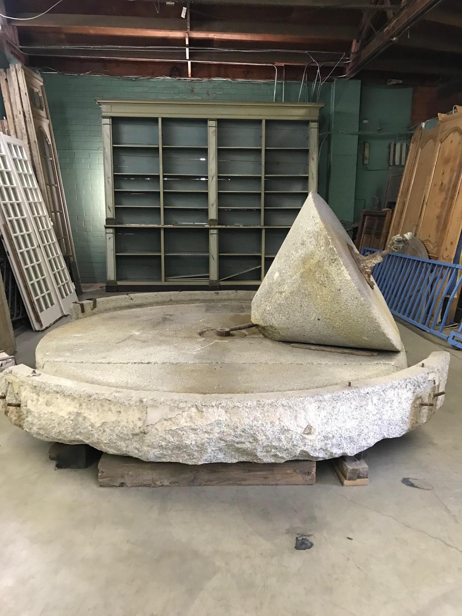 Large Granit Conic Architectural Element Ancient Oil Mill Olive Press historic 2
