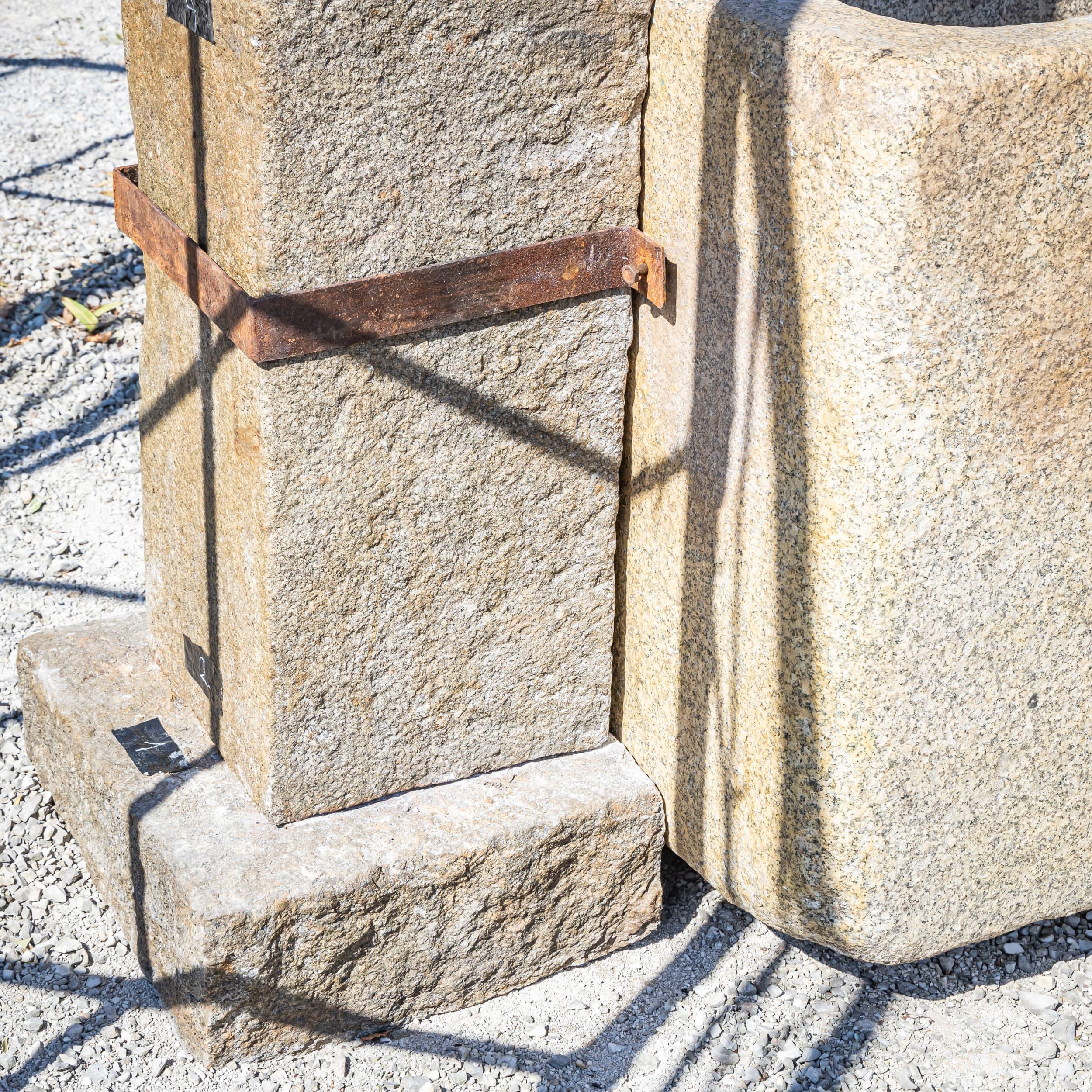 German Large Granite Fountain with Column carved from one solid block, 21st Century For Sale