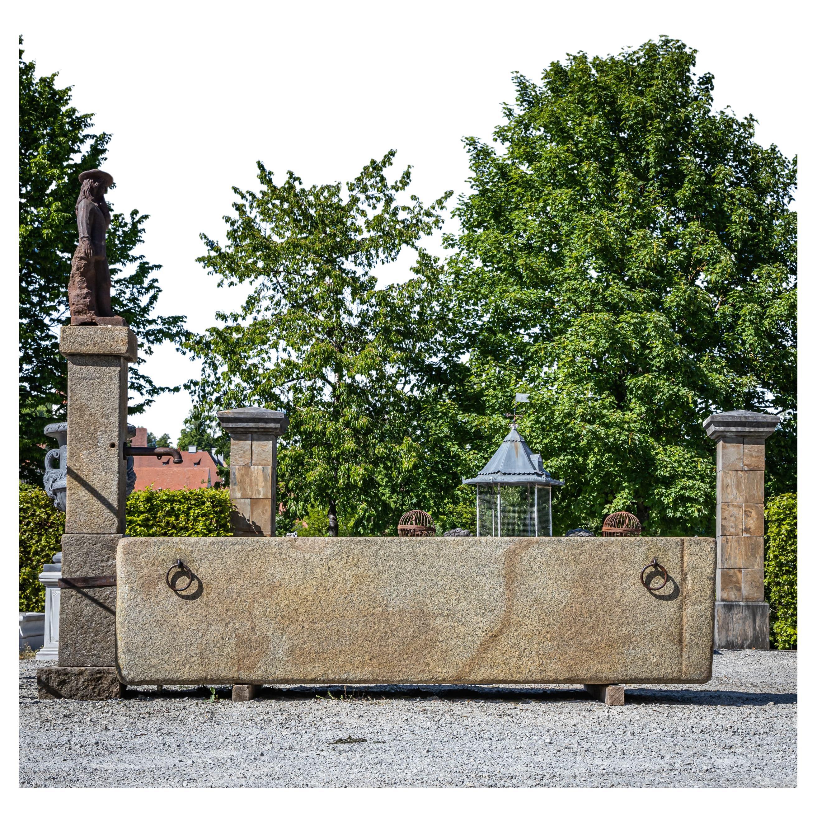 Large Granite Fountain with Column carved from one solid block, 21st Century For Sale