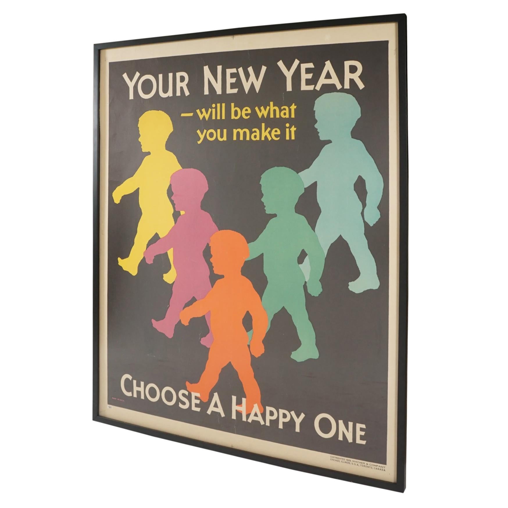 Large Graphic 1929 "New Year" Poster