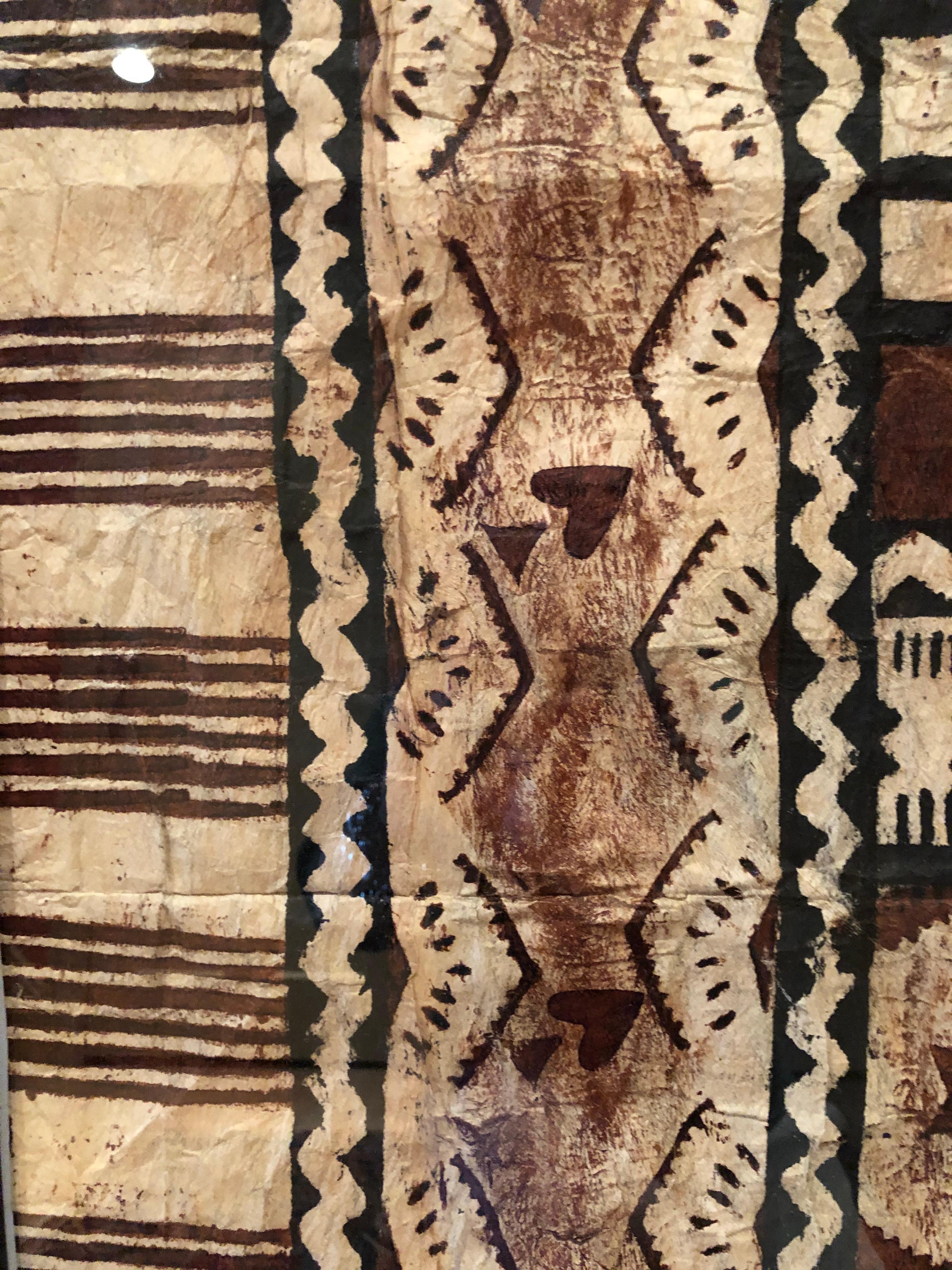 Mid-20th Century Large Graphic Fijian Bark Cloth Painting