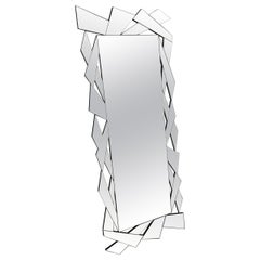 Large Graphic Faceted Wall Mirror on Black MDF, France, 2000s