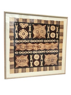 Large Graphic Fijian Bark Cloth Painting