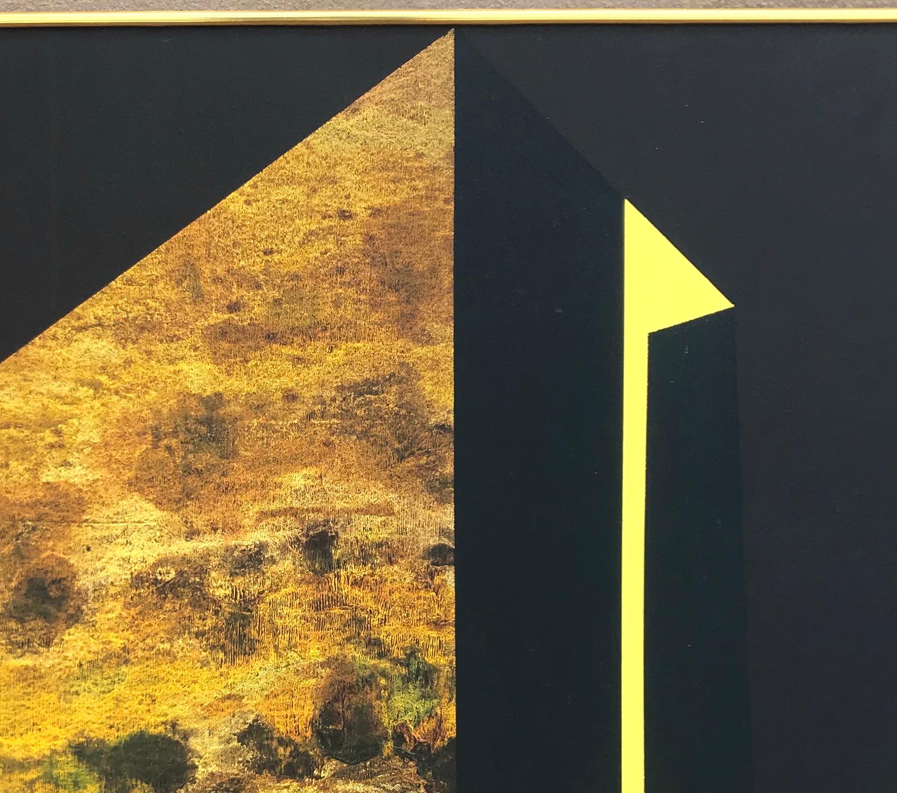 Wonderful large abstract painting by important Washington Color School artist James Twitty (1916-1994). This piece is entitled “Benchmark IV” and was originally sold through the noted Washington DC Osuna Gallery, as evidenced by the gallery label on