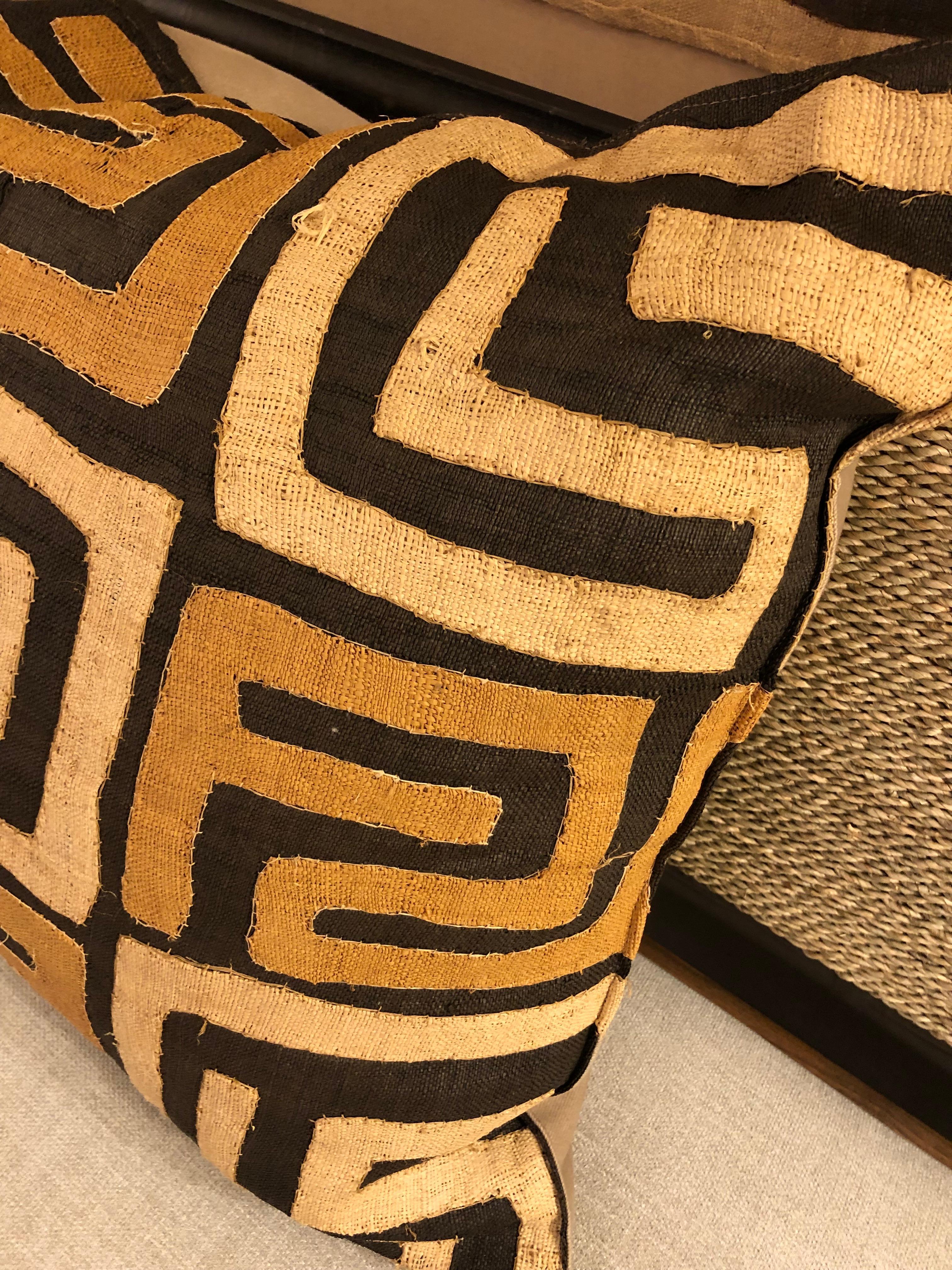 Botswanan Large Graphic Kuba Cloth African Pillow