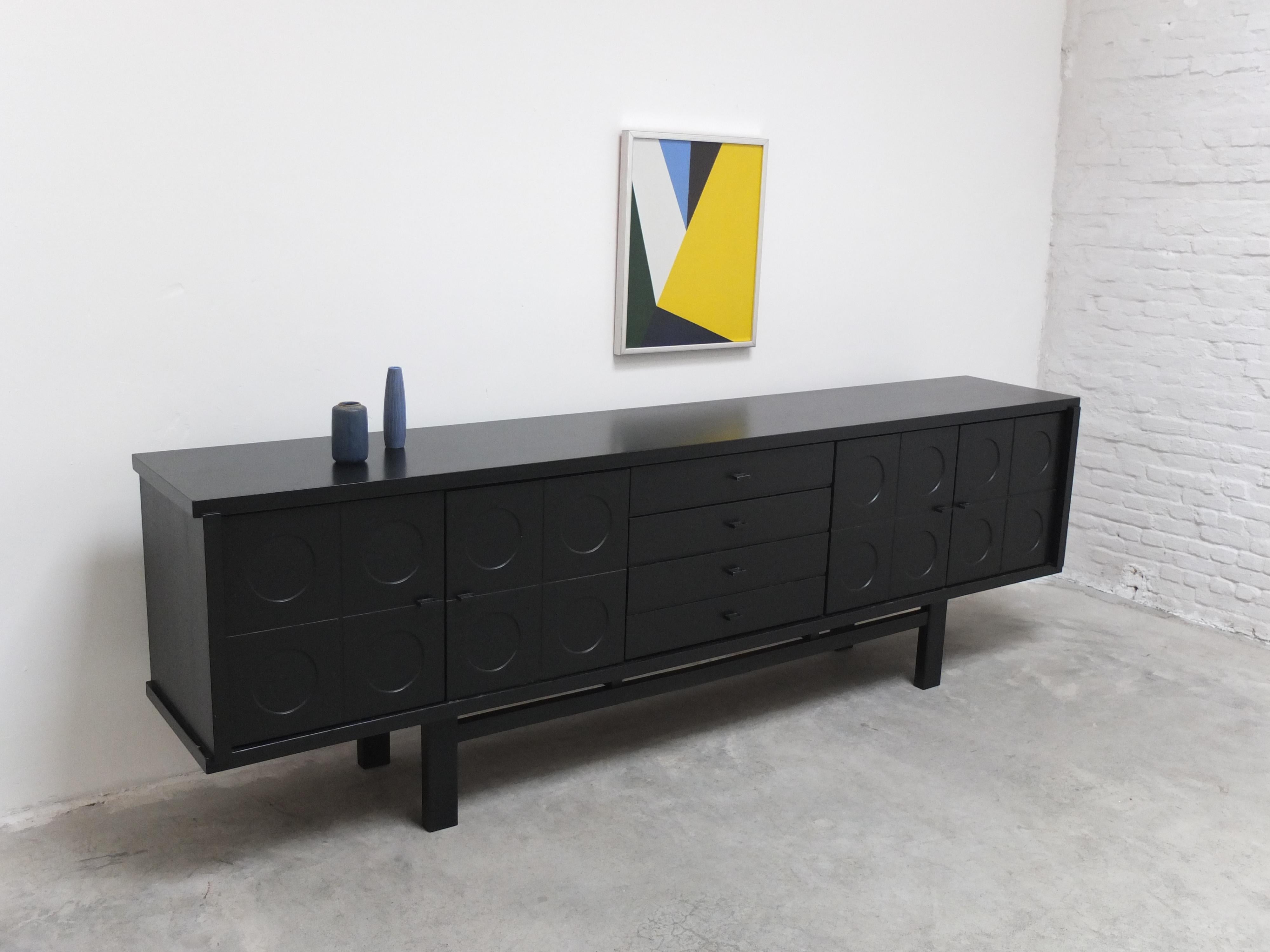 Large Graphical Brutalist Sideboard, Belgium 1970s 13