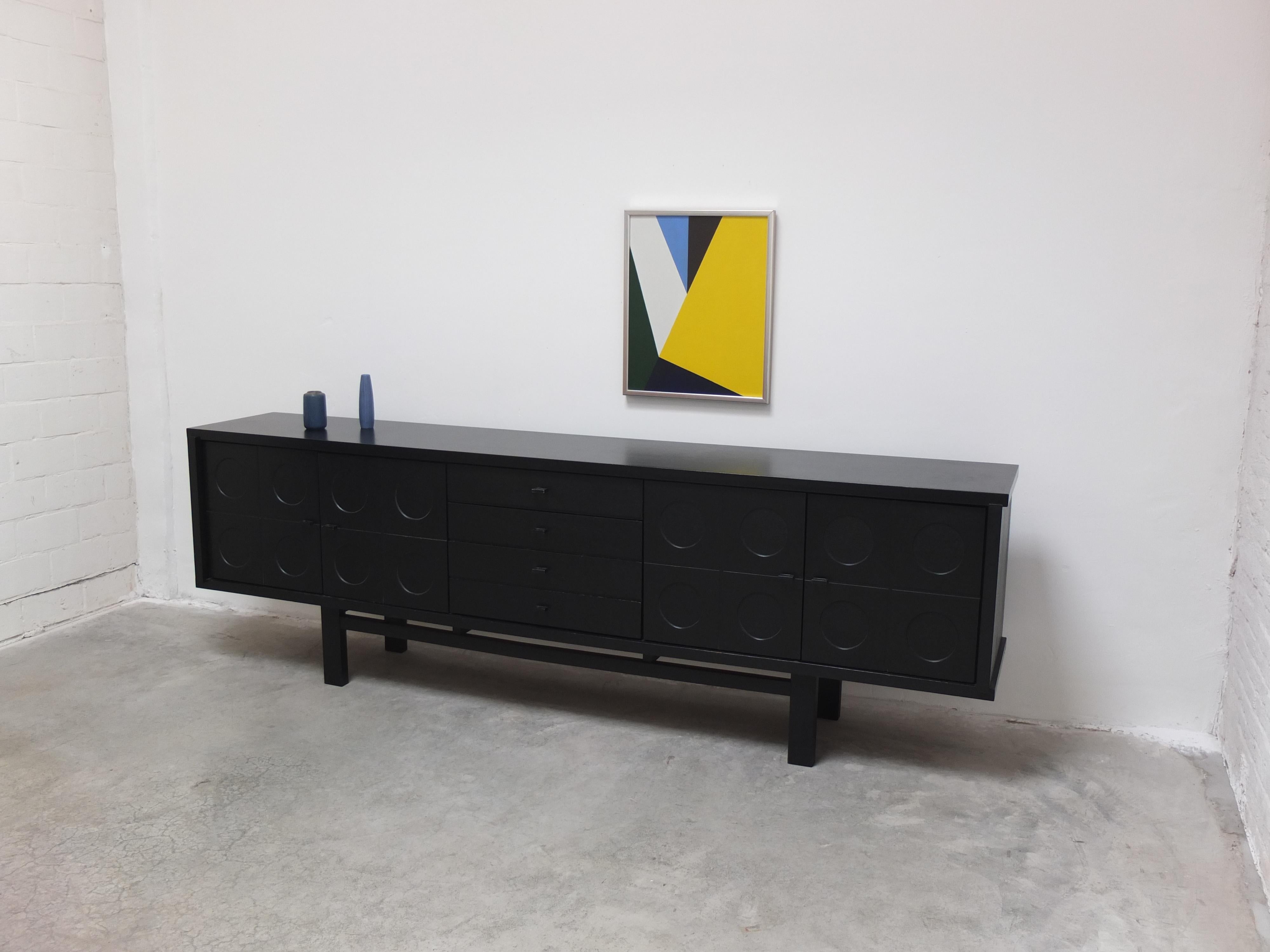 Large Graphical Brutalist Sideboard, Belgium 1970s 14