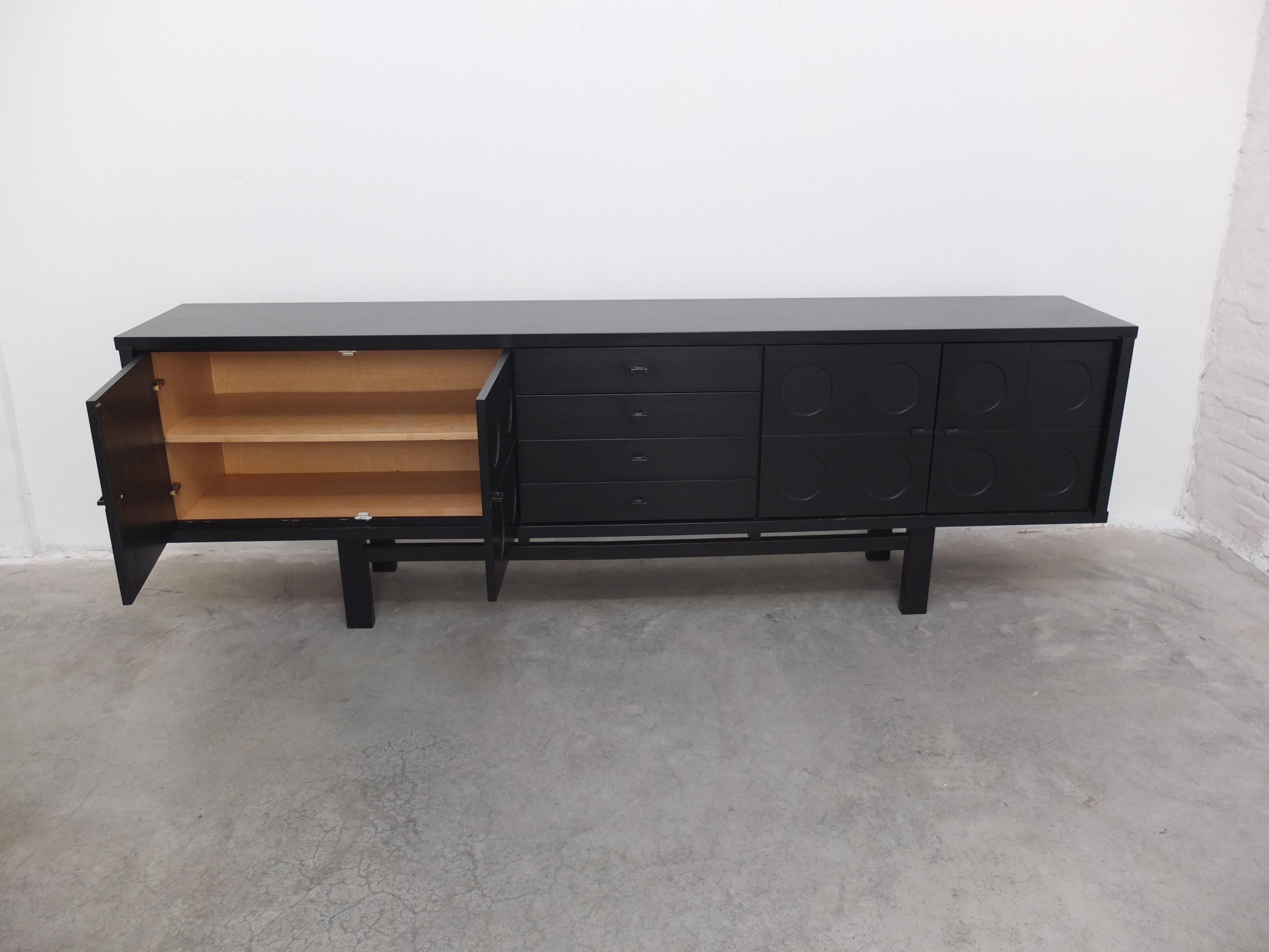20th Century Large Graphical Brutalist Sideboard, Belgium 1970s