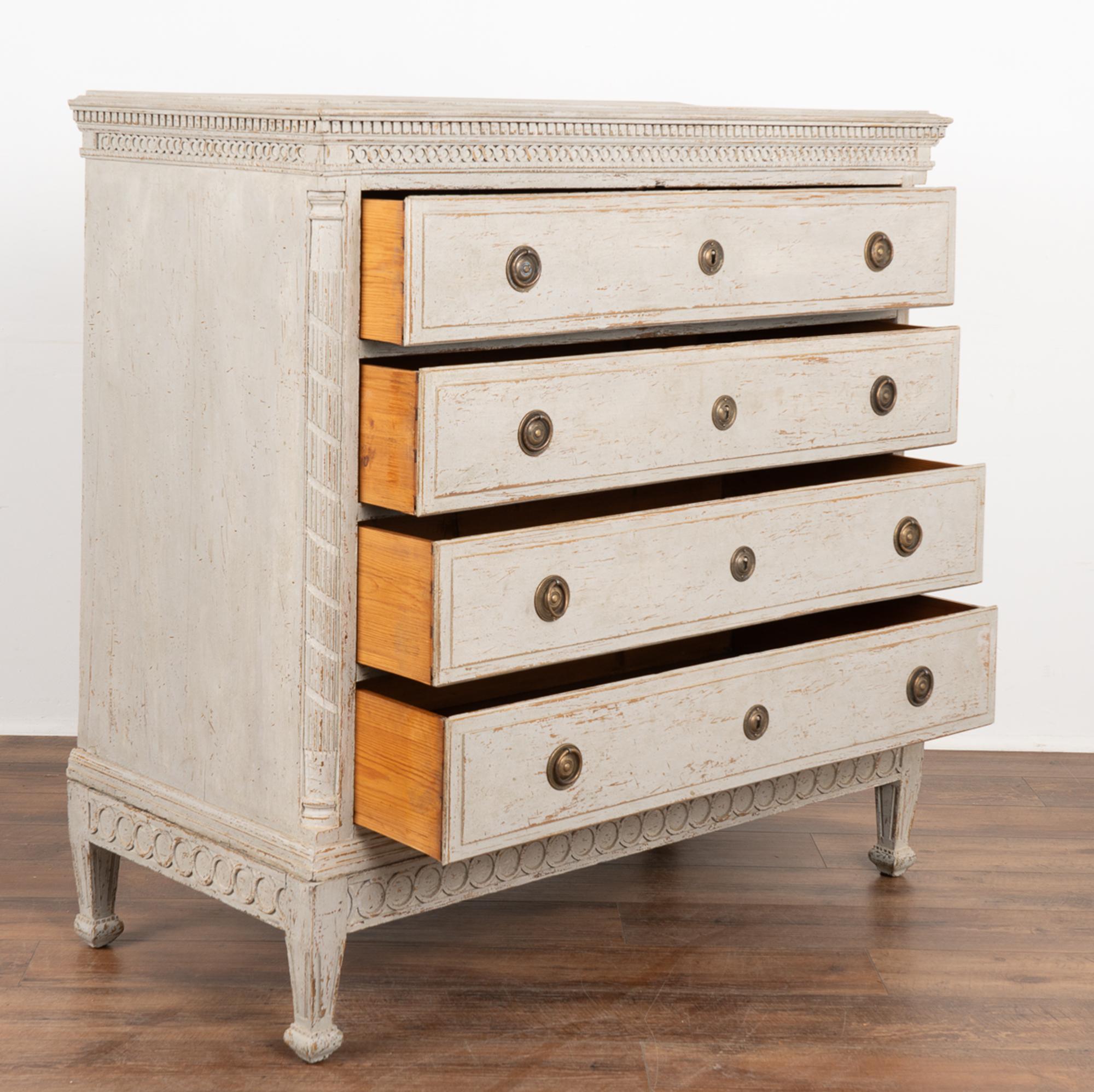 Danish Large Gray Chest of Four Drawers, Denmark circa 1780-1800