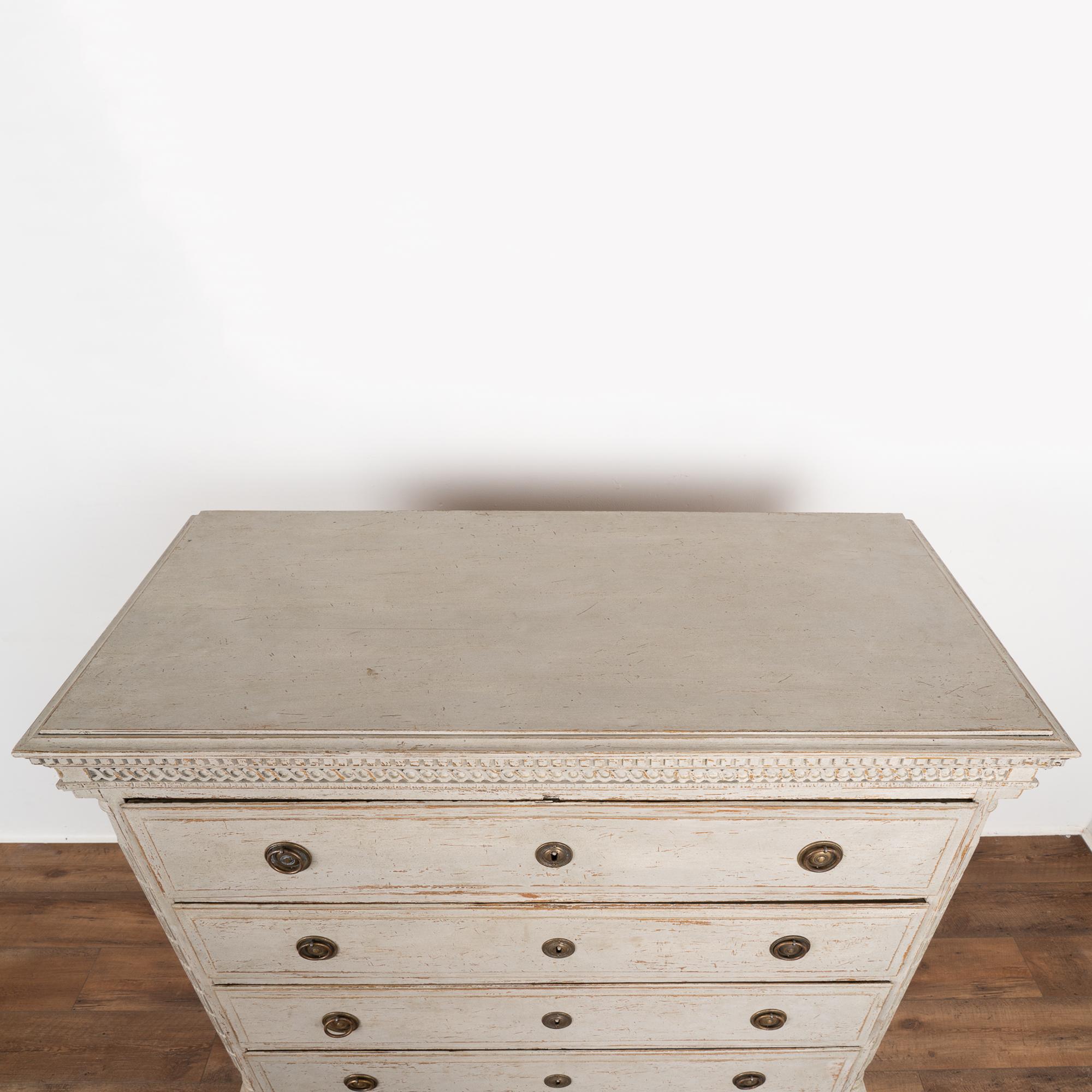 18th Century Large Gray Chest of Four Drawers, Denmark circa 1780-1800