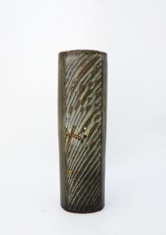 Grand vase cylindrique gris - Carl-Harry Stålhane Rörstrand Atelier Scandinavian