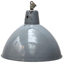 Large Gray Enamel Retro Industrial Pendants Hanging Lights